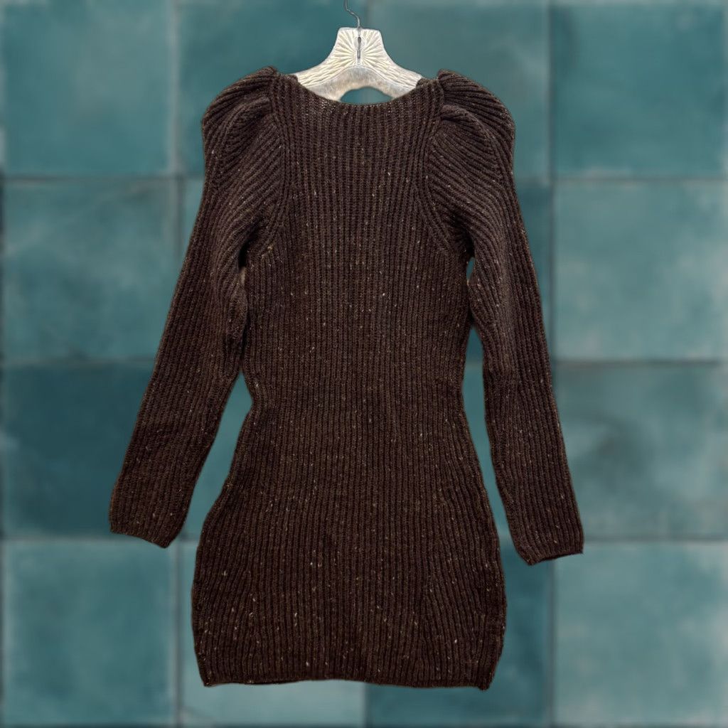 Vintage VINTAGE Y2K Mini Sweater Dress M Brown Wool Blend Knit Grunge Boho Fairy Style Max Studio Shirt? Size M / US 6-8 / IT 42-44 - 1 Thumbnail