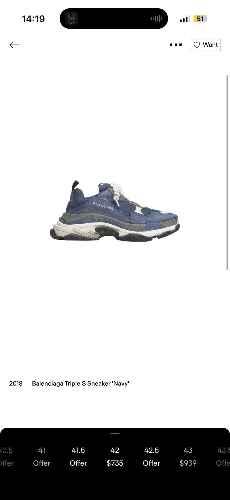 Balenciaga Balenciaga Triple S OG Navy Blue Size US 8 / EU 41 - 8 Thumbnail