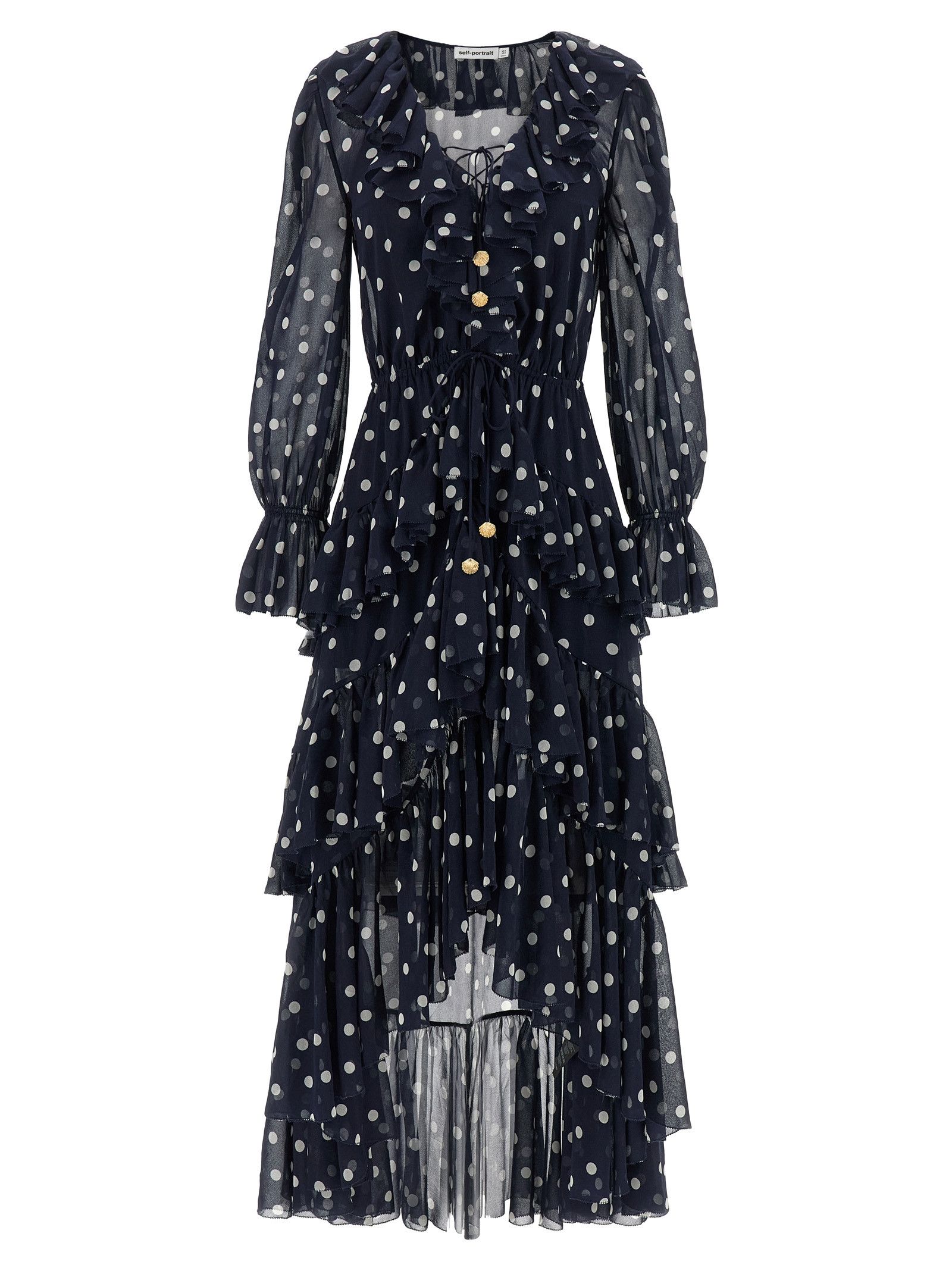 Self-Portrait 'Polka Dot Georgette Ruffle Maxi' dress Size XS / US 0-2 / IT 36-38 - 1 Thumbnail