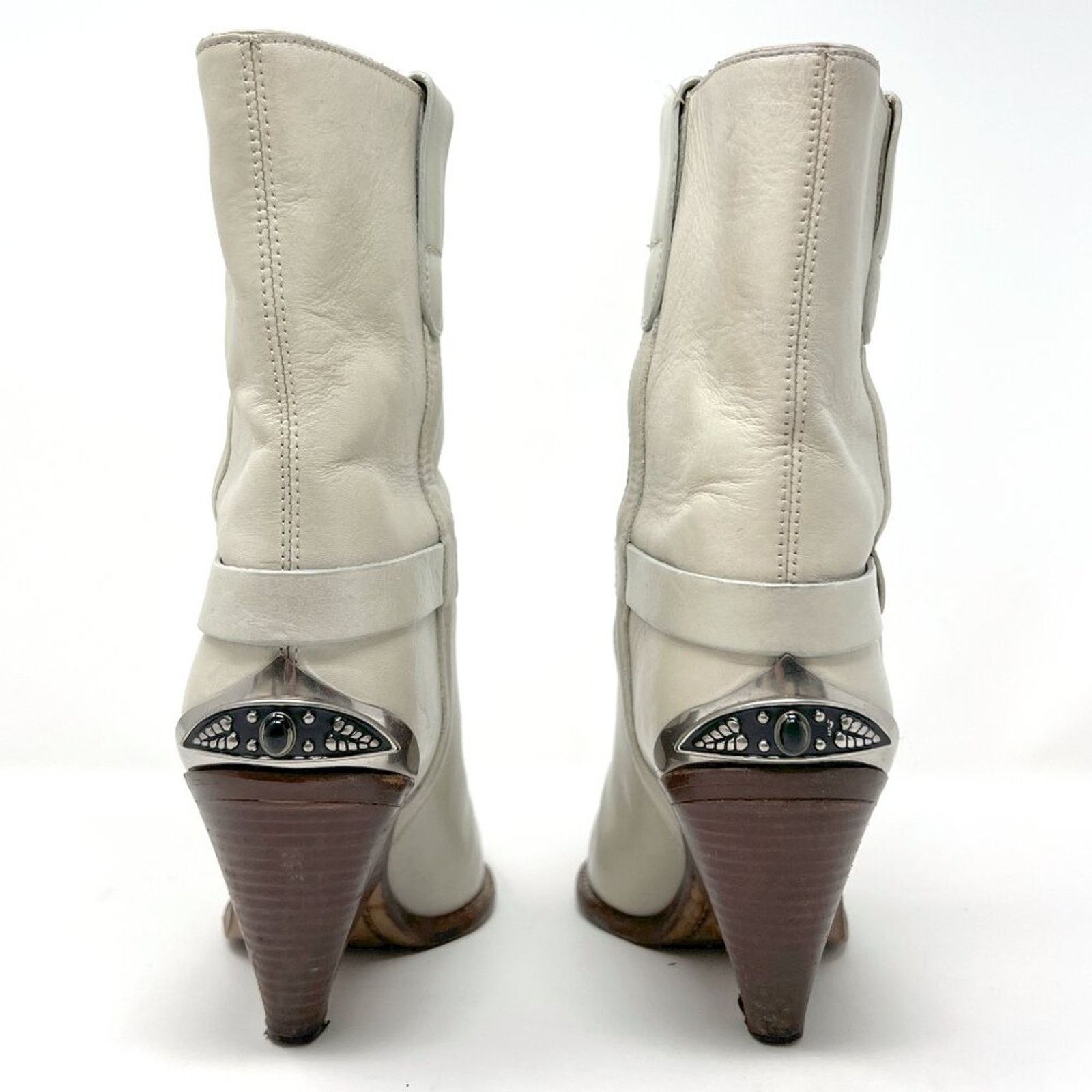 Isabel Marant Isabel Marant Lamsy Beige Leather Metal Toe Western Boots Size US 6 / IT 36 - 4 Thumbnail