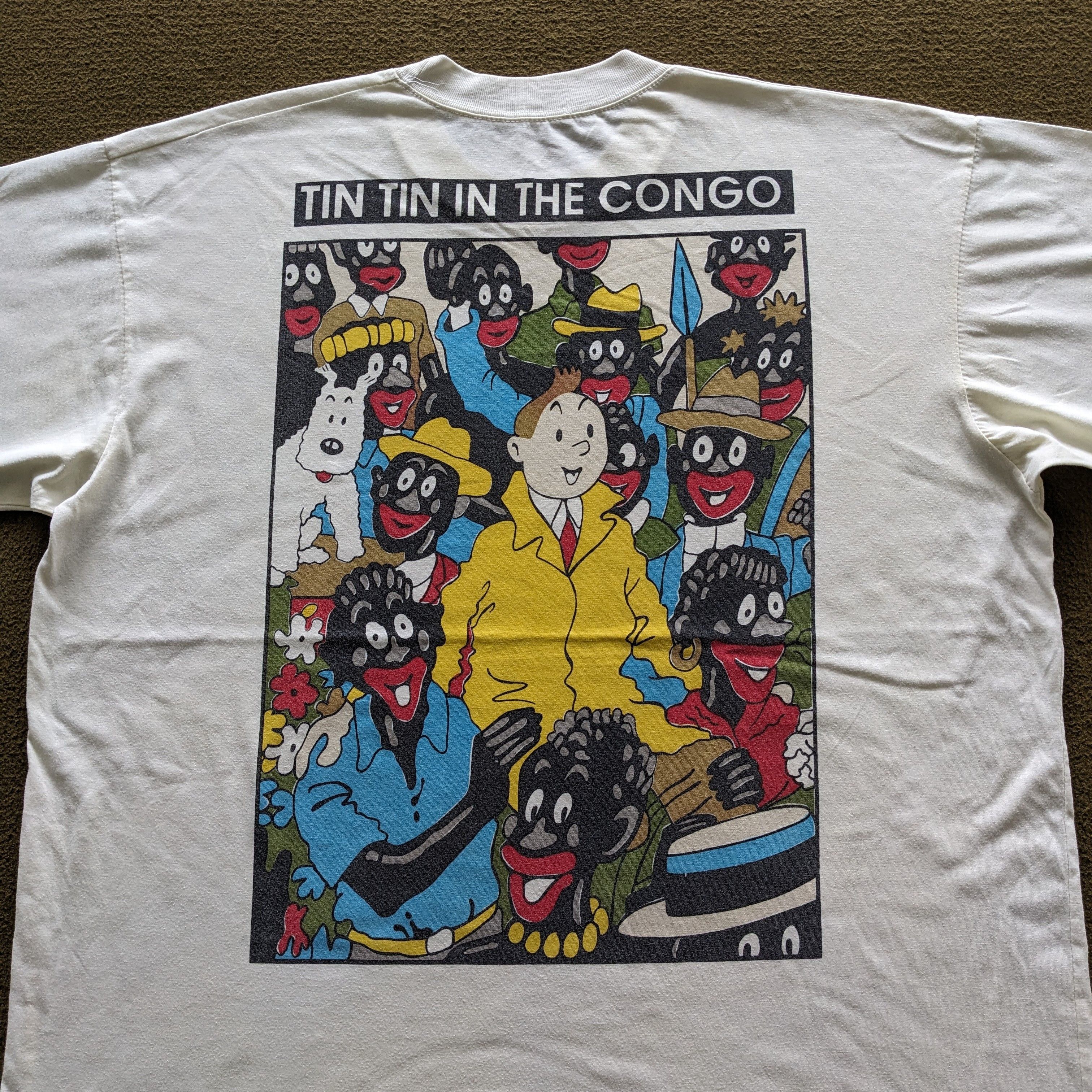 Vintage Vintage 90's Tintin In The Congo American Cartoon T-shirt Size US XL / EU 56 / 4 - 2 Thumbnail