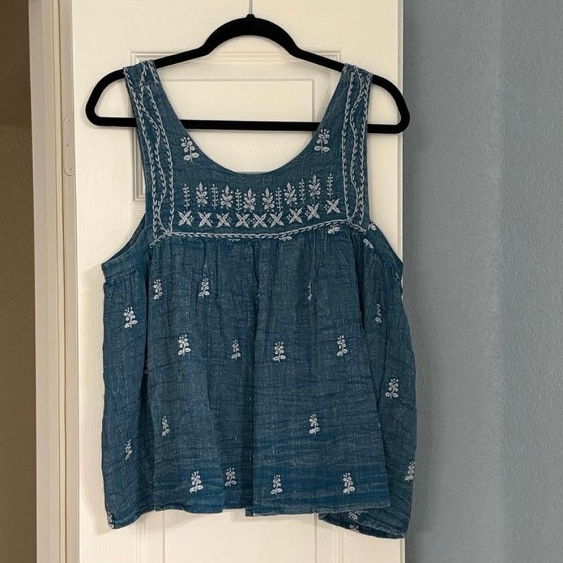 Miss Me Miss Me Gauzy Embroidered Tank Top Size L / US 10 / IT 46 - 2 Thumbnail