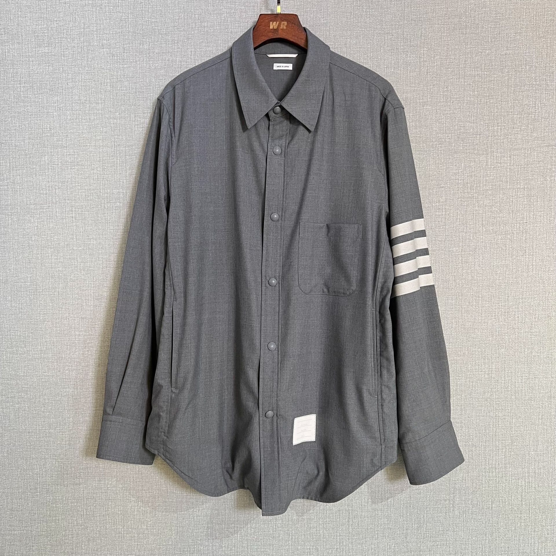 Thom Browne Thom Browne Gray Wool Stripe Shirt Jacket Size US L / EU 52-54 / 3 - 1 Thumbnail
