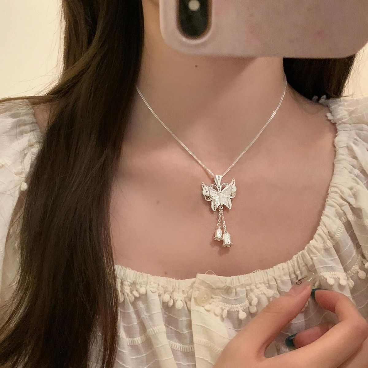 Other Whispering Butterfly · Silver Necklace Size ONE SIZE - 5 Thumbnail