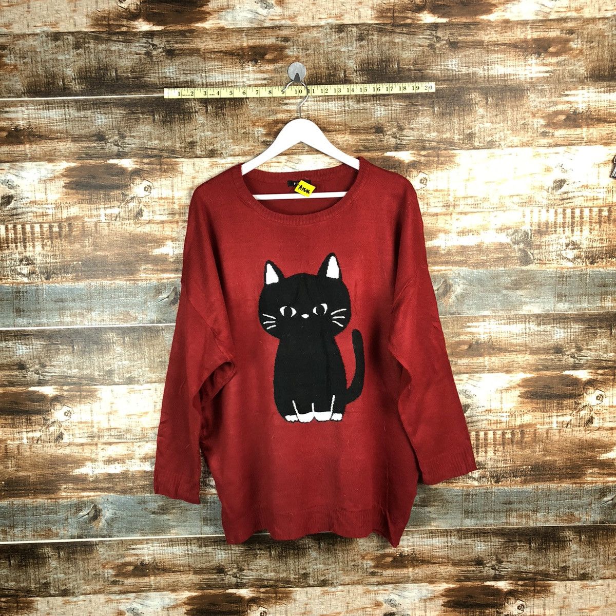 Homespun Knitwear × Japanese Brand Favori cat Red Knitwear #A1846 Size XL / US 12-14 / IT 48-50 - 1 Thumbnail