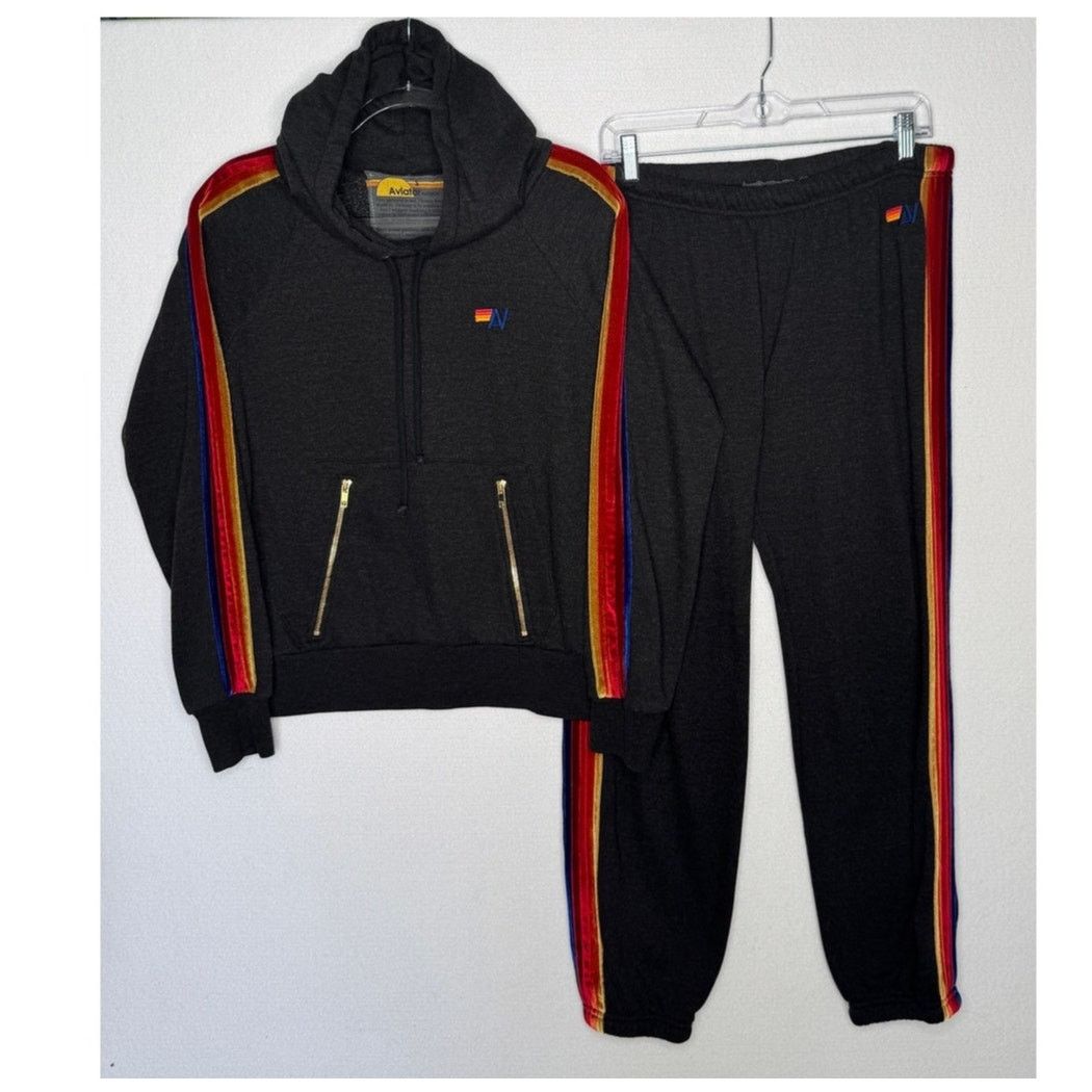 Aviator Nation 2010s Aviator Nation Rainbow Stripe Hoodie Jogger Set S/L Size S / US 4 / IT 40 - 21 Thumbnail