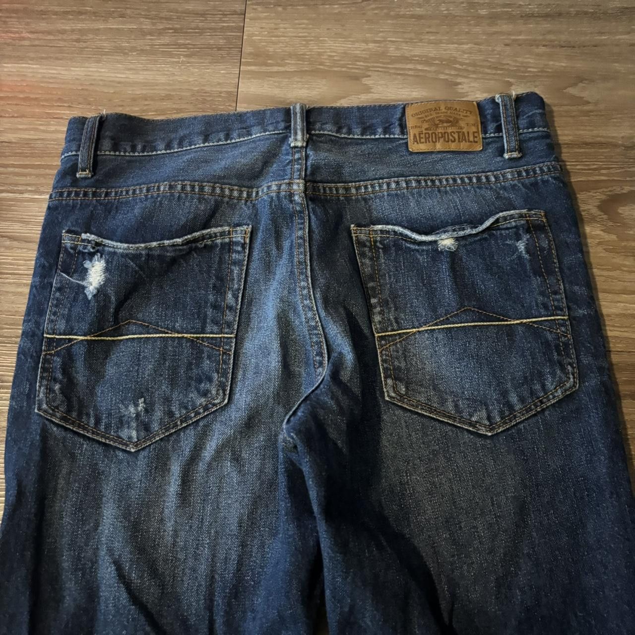Aeropostale Crazy Vintage Y2K/2000s Grunge Aeropostale Dark Wash Distressed Denim Jeans! 32x32 Size US 32 / EU 48 - 7 Thumbnail