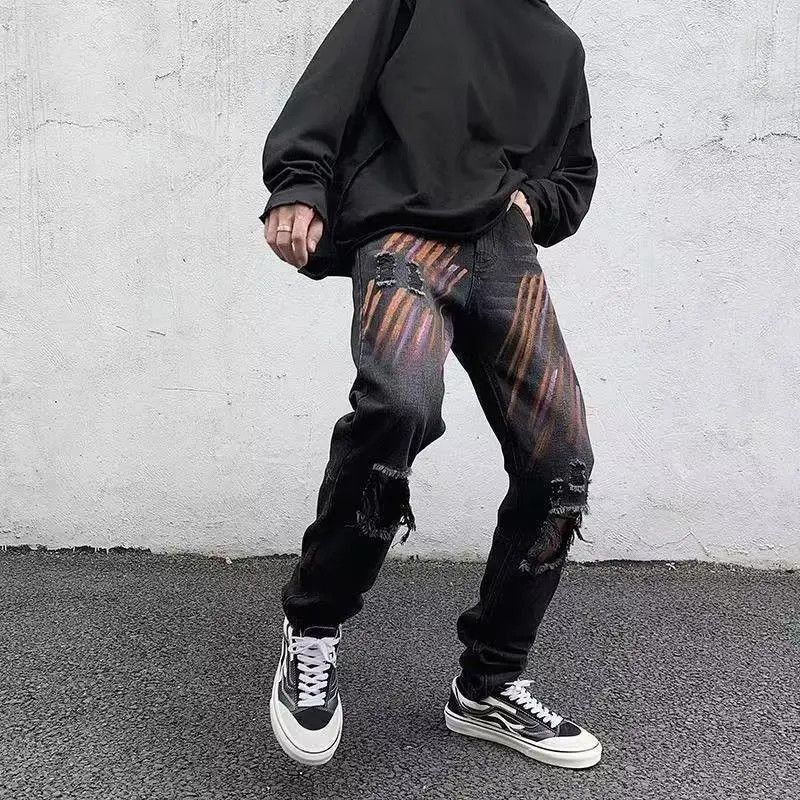 Japanese Brand Hip hop ripped straight leg jeans Size US 32 / EU 48 - 4 Thumbnail
