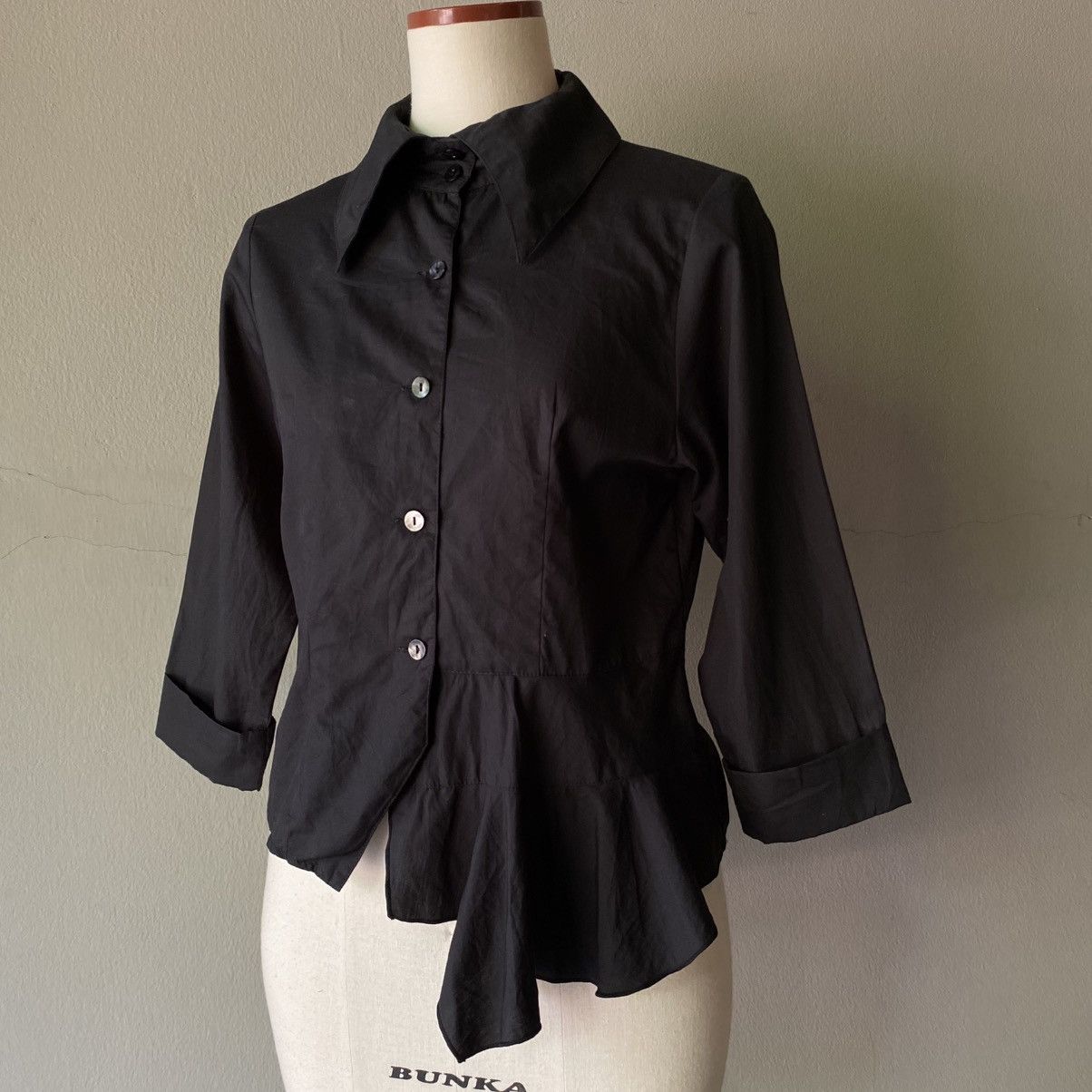Japanese Brand × Seditionaries PEACE NOW Y2K Punk Fitted Black Ruffle Trim Blouse Size M / US 6-8 / IT 42-44 - 13 Thumbnail