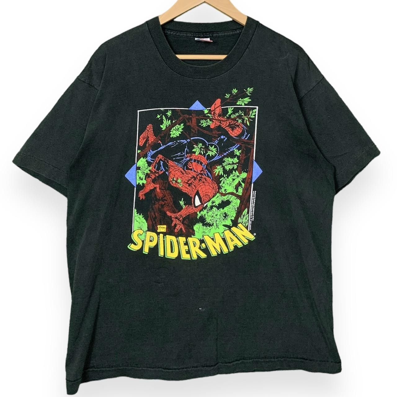 image of Marvel Comics x Movie Vintage 1991 Marvel Spiderman T-Shirt in Black, Men's (Size XL)