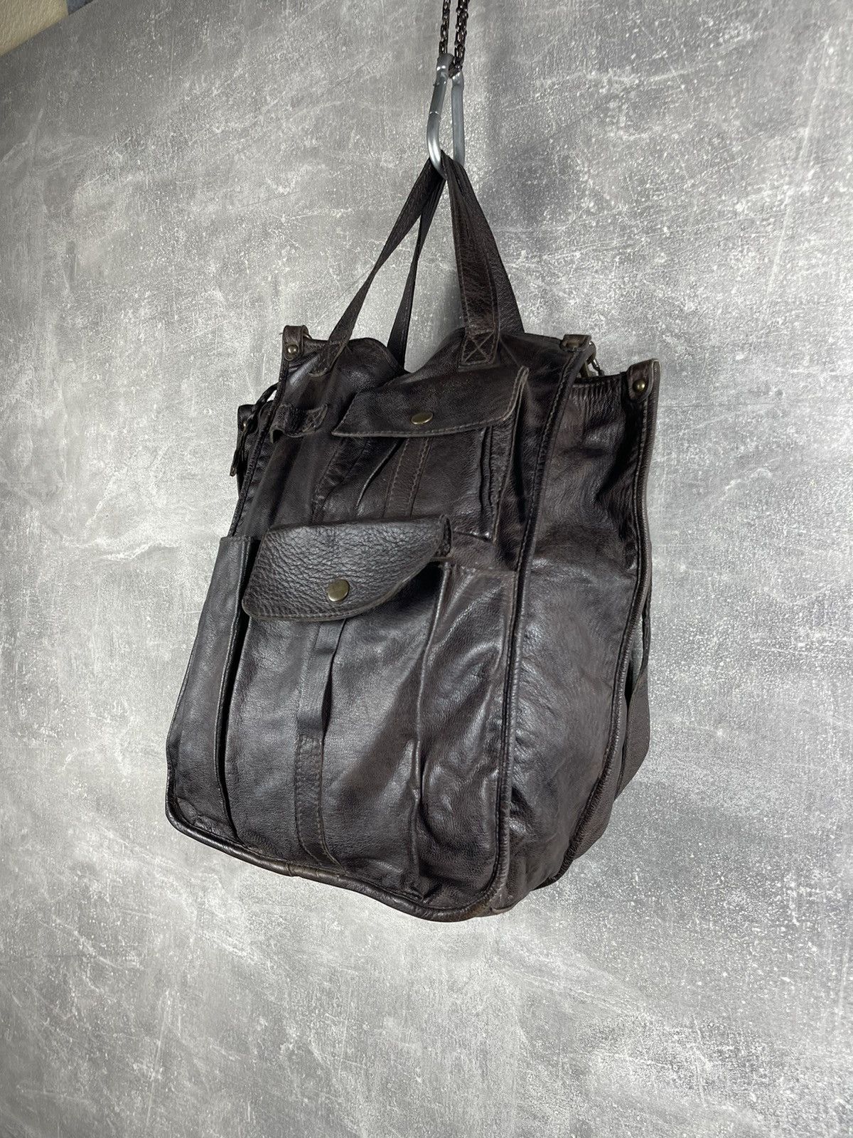 Genuine Leather Artisan Gray Avant Garde Leather Multipocket Shoulder Bag Size ONE SIZE - 2 Thumbnail