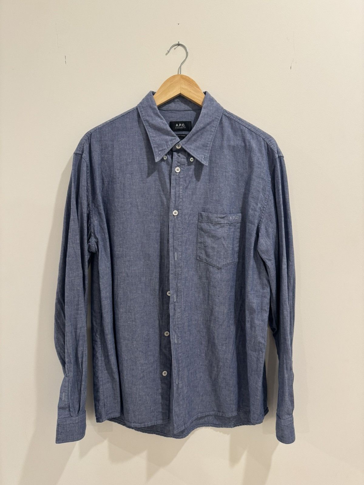 A.P.C. Standard Fit Chambray Shirt | Blue | Size L