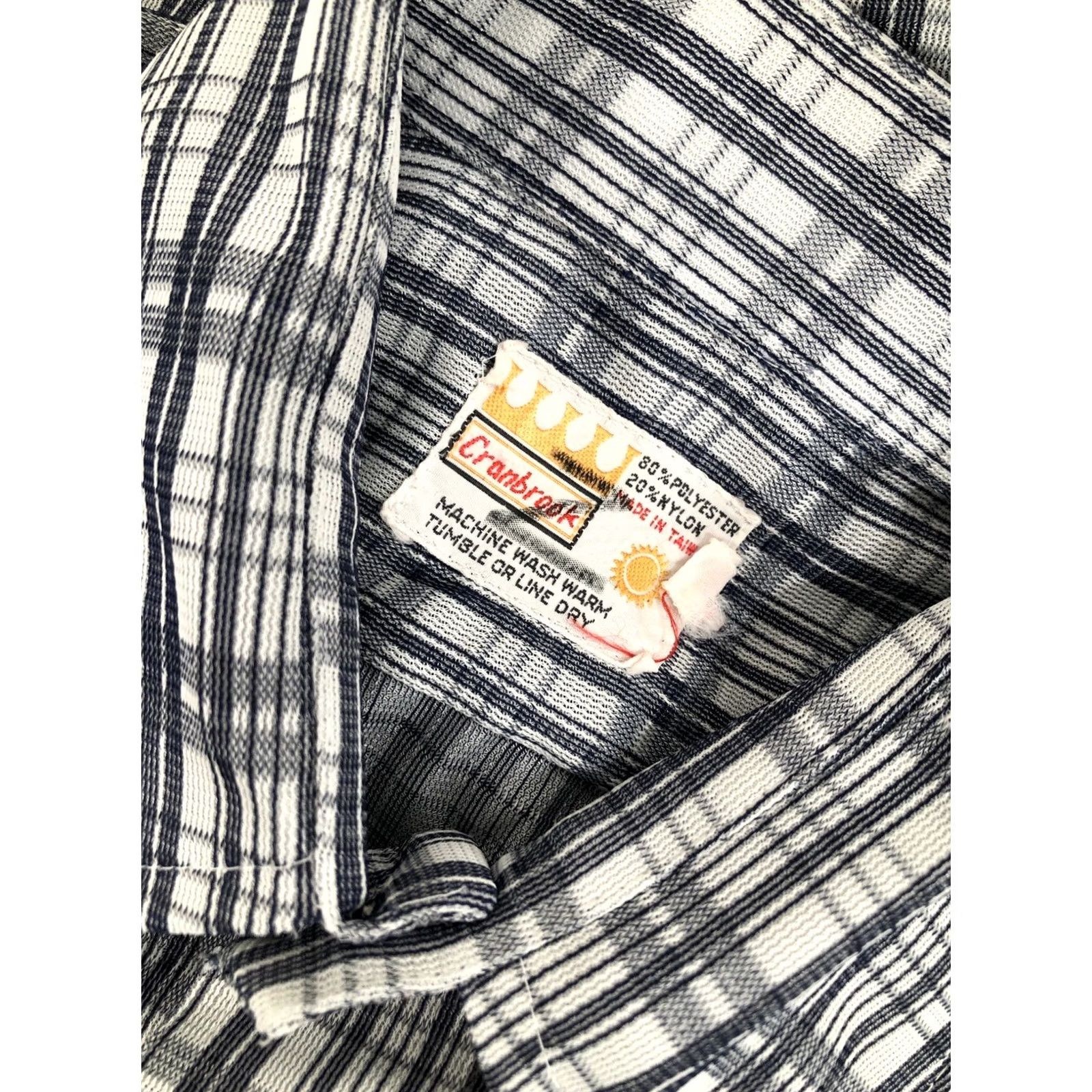 Vintage Cranbrook Plaid Knit Shirt 60s Mens 15.5 EXCELLENT Vintage Short Sleeve Button-Up Black White 1960s Mens B01 Size US L / EU 52-54 / 3 - 6 Thumbnail