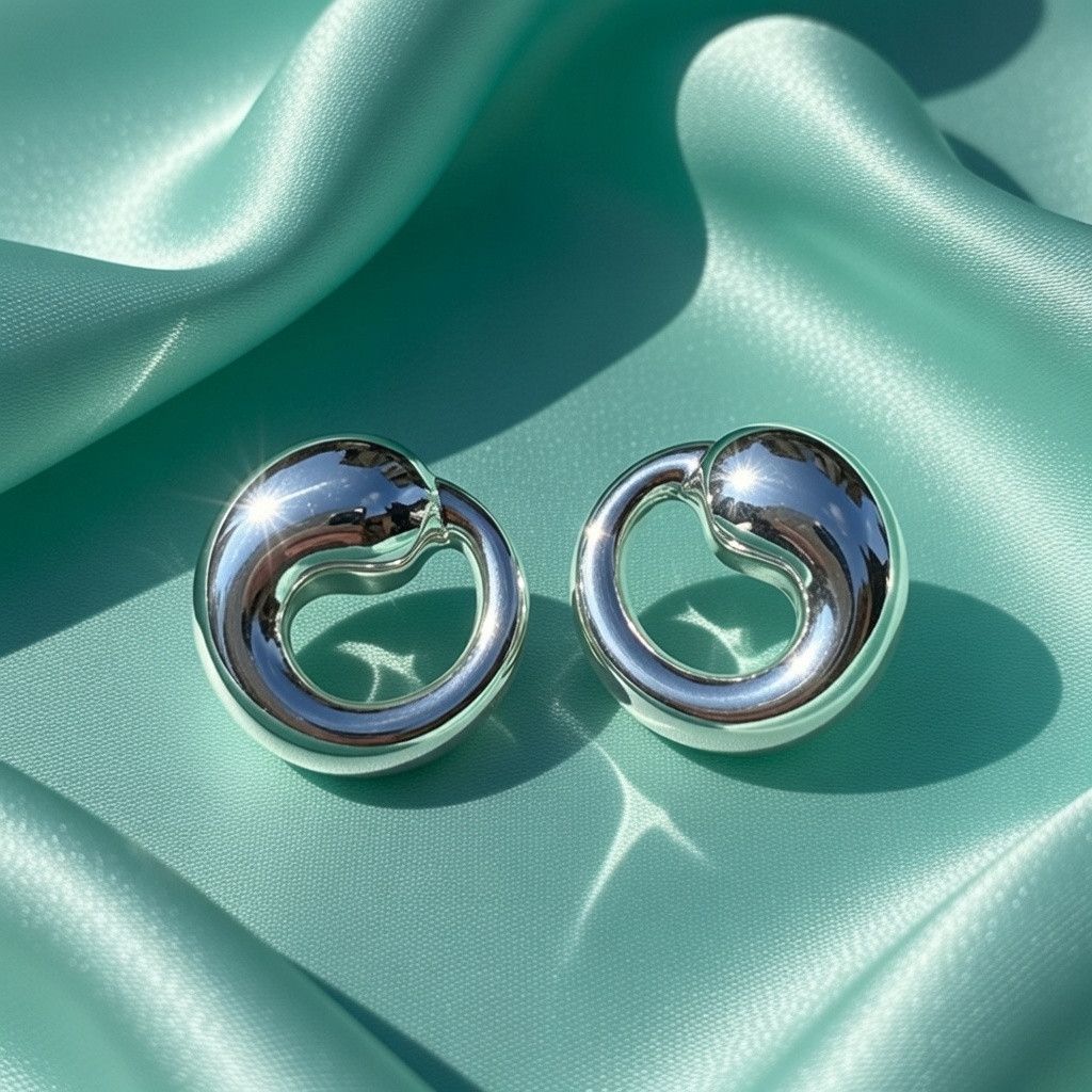 Tiffany & Co. TIFFANY & CO Peretti Silver Eternal Circle Stud Earrings Size ONE SIZE - 1 Thumbnail