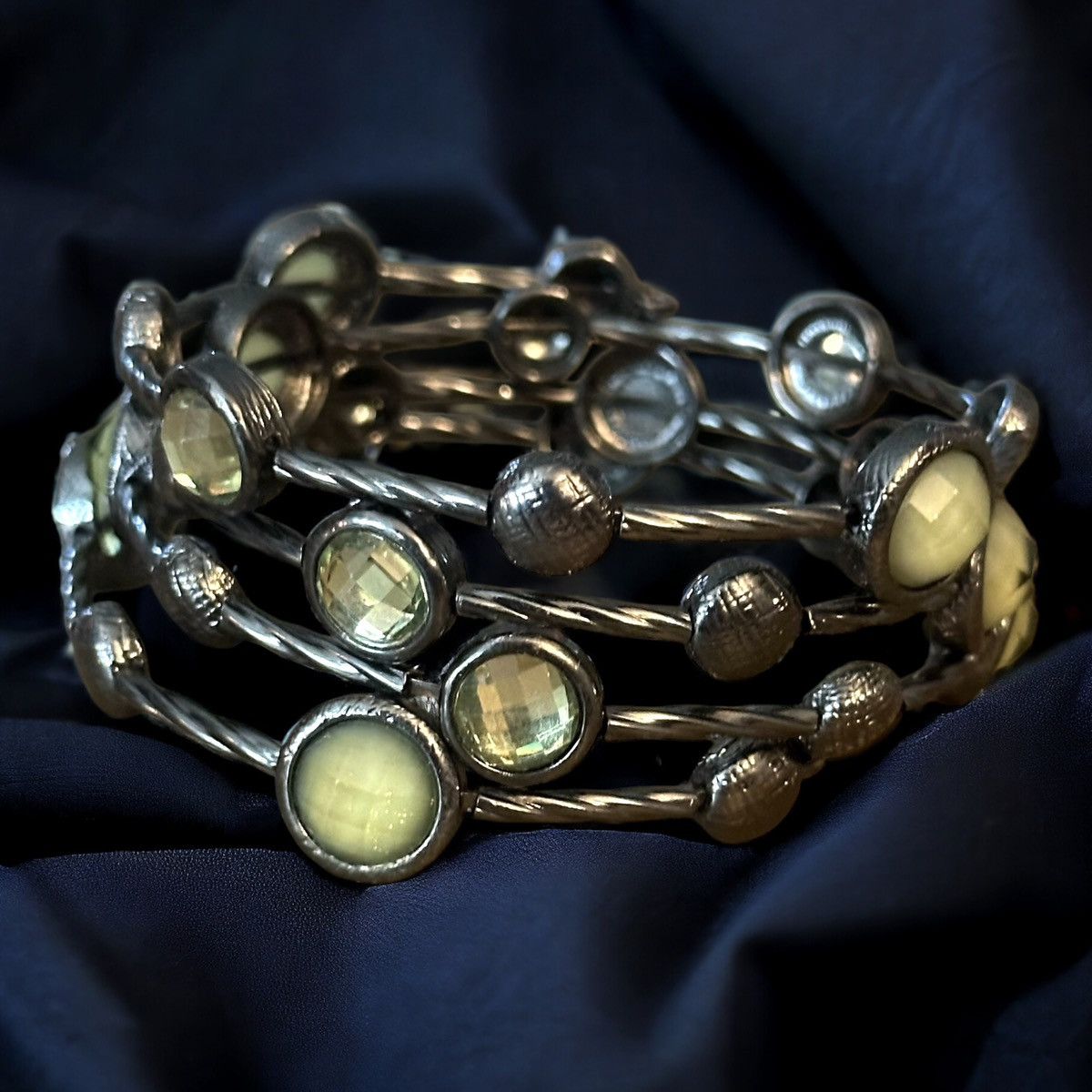 Other Silver tone with green stones multi wrap bracelet Size ONE SIZE - 1 Thumbnail