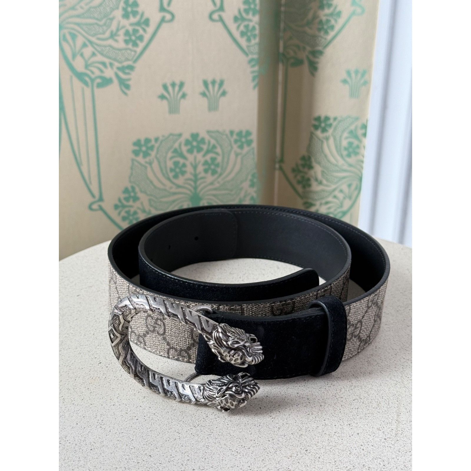 Gucci Gucci Dionysus Printed Monogram Canvas and Suede Belt 90/36 Size 36 - 1 Thumbnail
