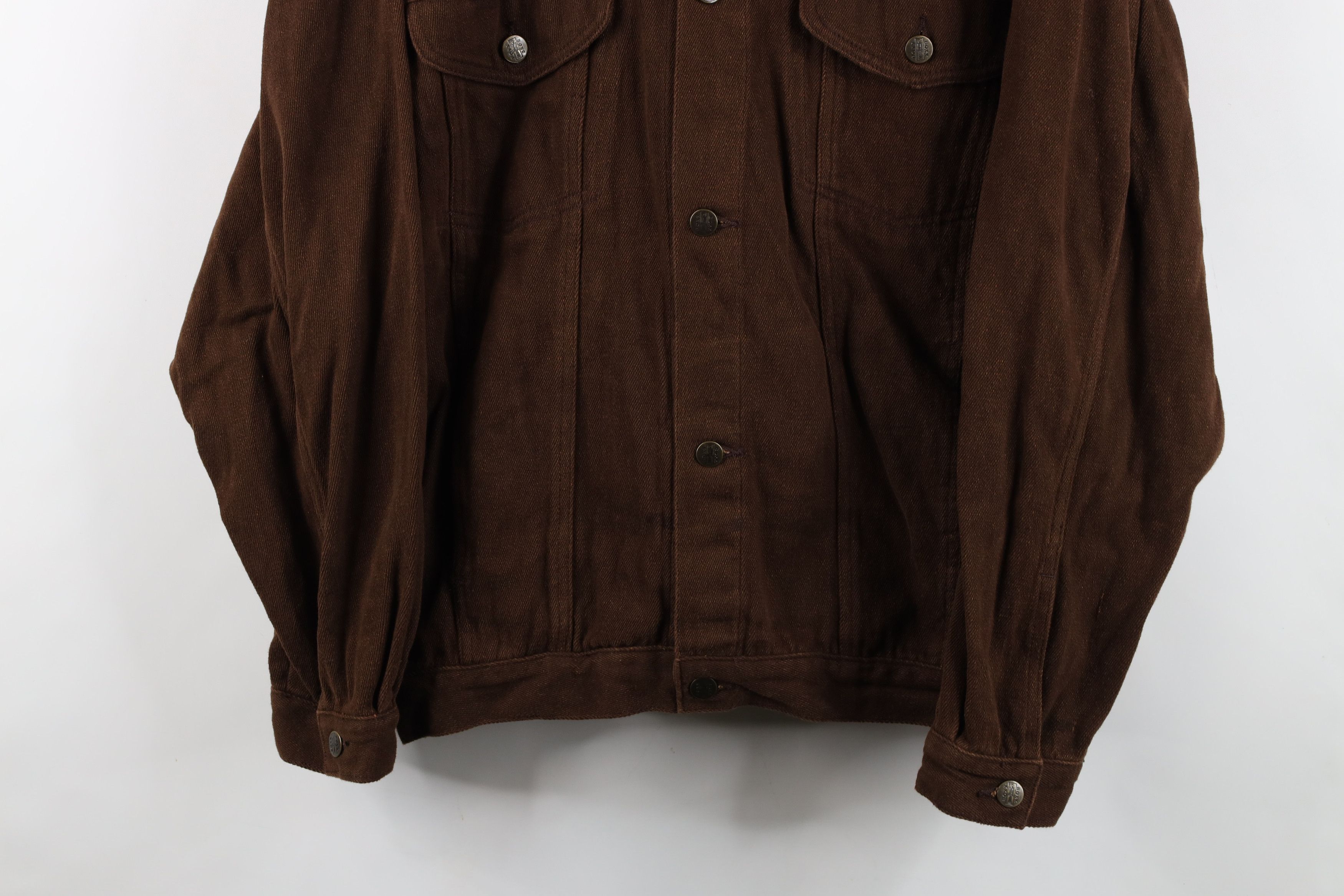 Vintage Vintage 90s Streetwear Fit Hooded Denim Trucker Jacket Brown Size US L / EU 52-54 / 3 - 3 Thumbnail