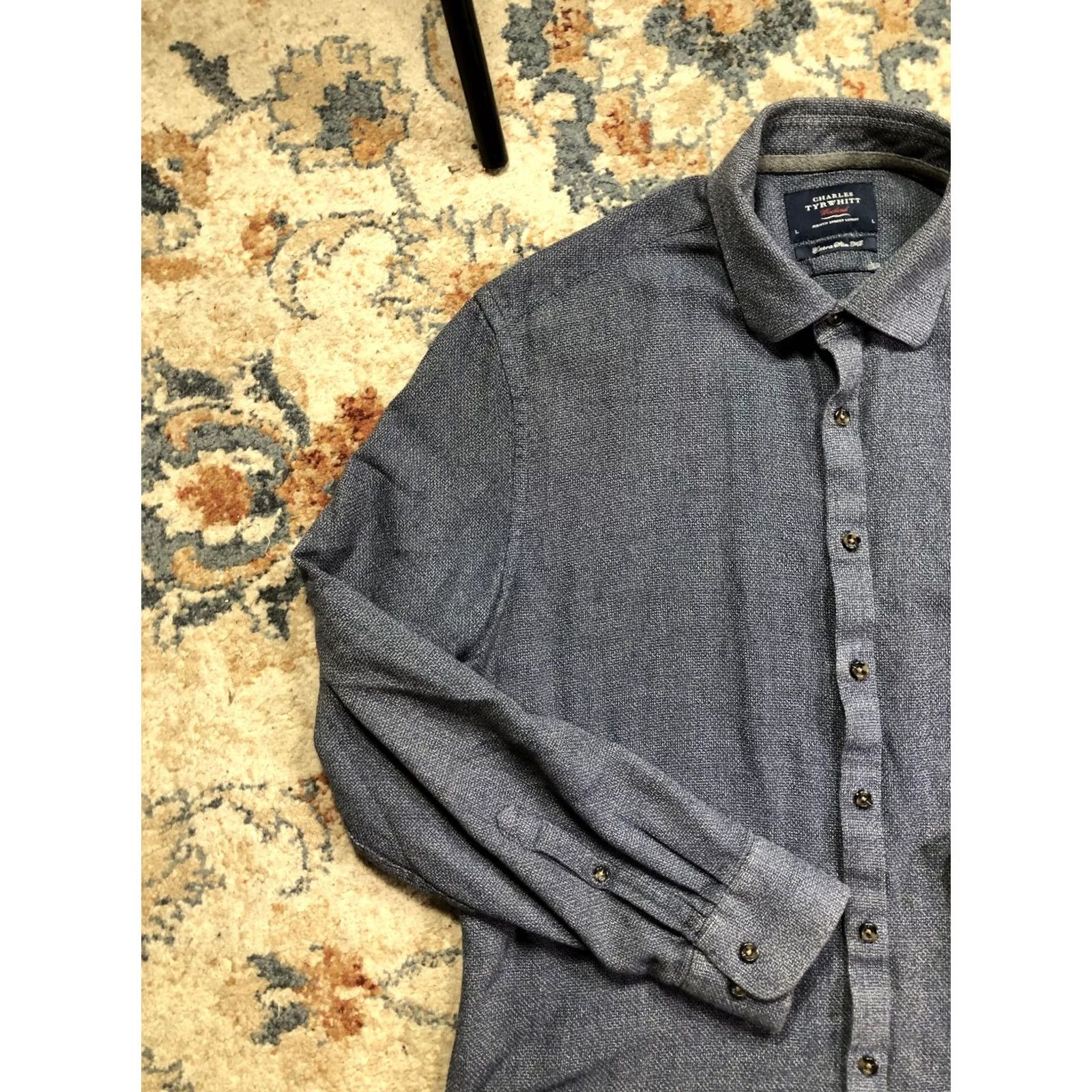 Charles Tyrwhitt Charles Tyrwhitt Weekend Shirt Mens Large Blue Extra Slim Fit Long Sleeve Size US L / EU 52-54 / 3 - 3 Thumbnail