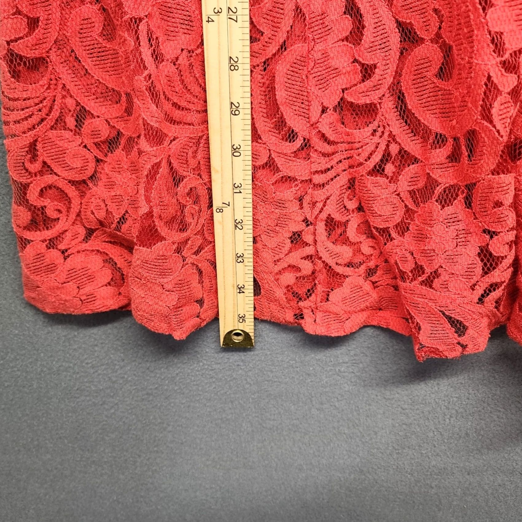Free People Free People Dress Shell Red Lace Shift Pullover Short Sleeve Size L Womens Knee Length Dress Size L / US 10 / IT 46 - 6 Thumbnail