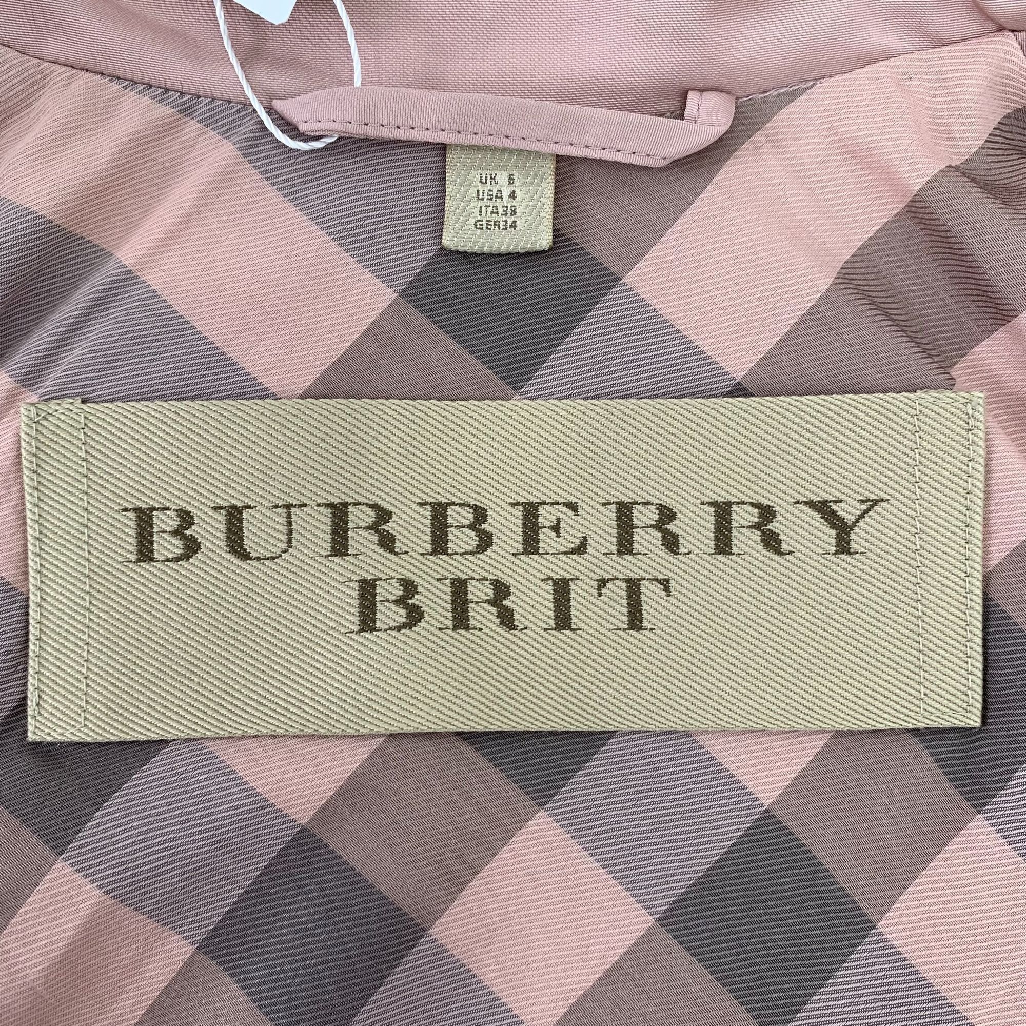 Burberry Burberry Brit Pink Hooded Double-Breasted Belted Short Trenc Size S / US 4 / IT 40 - 2 Thumbnail