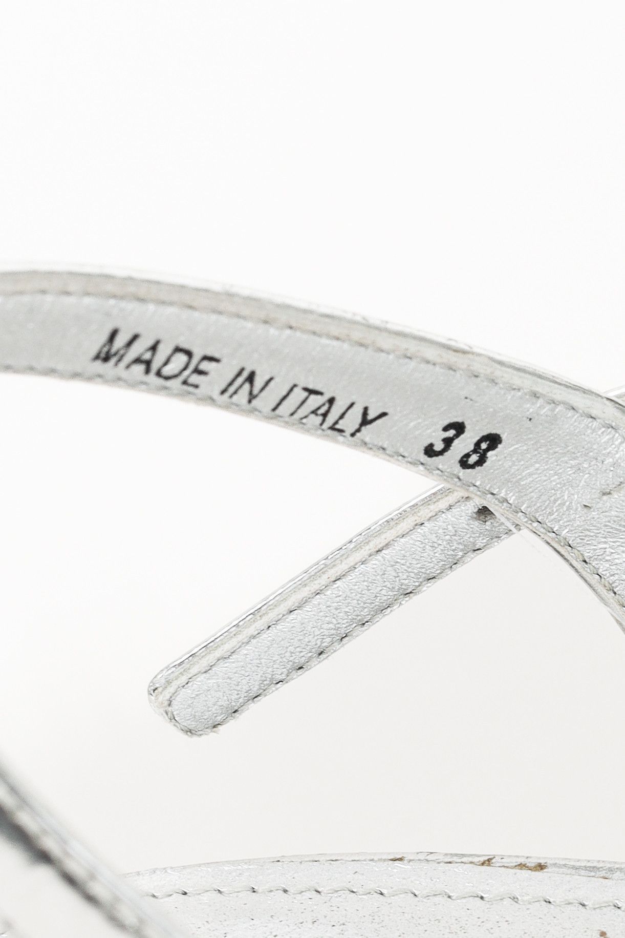 Miu Miu Miu Miu Silver Glitter & Leather Low-Heel Sandals Size US 7.5 / IT 37.5 - 9 Thumbnail