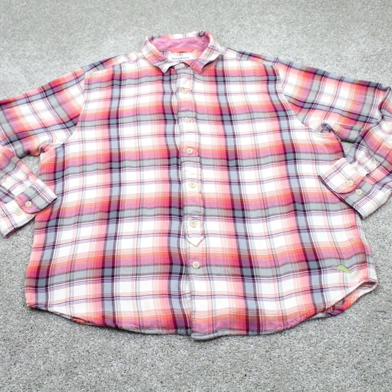 Tommy Bahama Tommy Bahama Shirt Men XL Pink/Purple/White Plaid Rayon L/S Button Up Vintage: No Size US XL / EU 56 / 4 - 2 Thumbnail