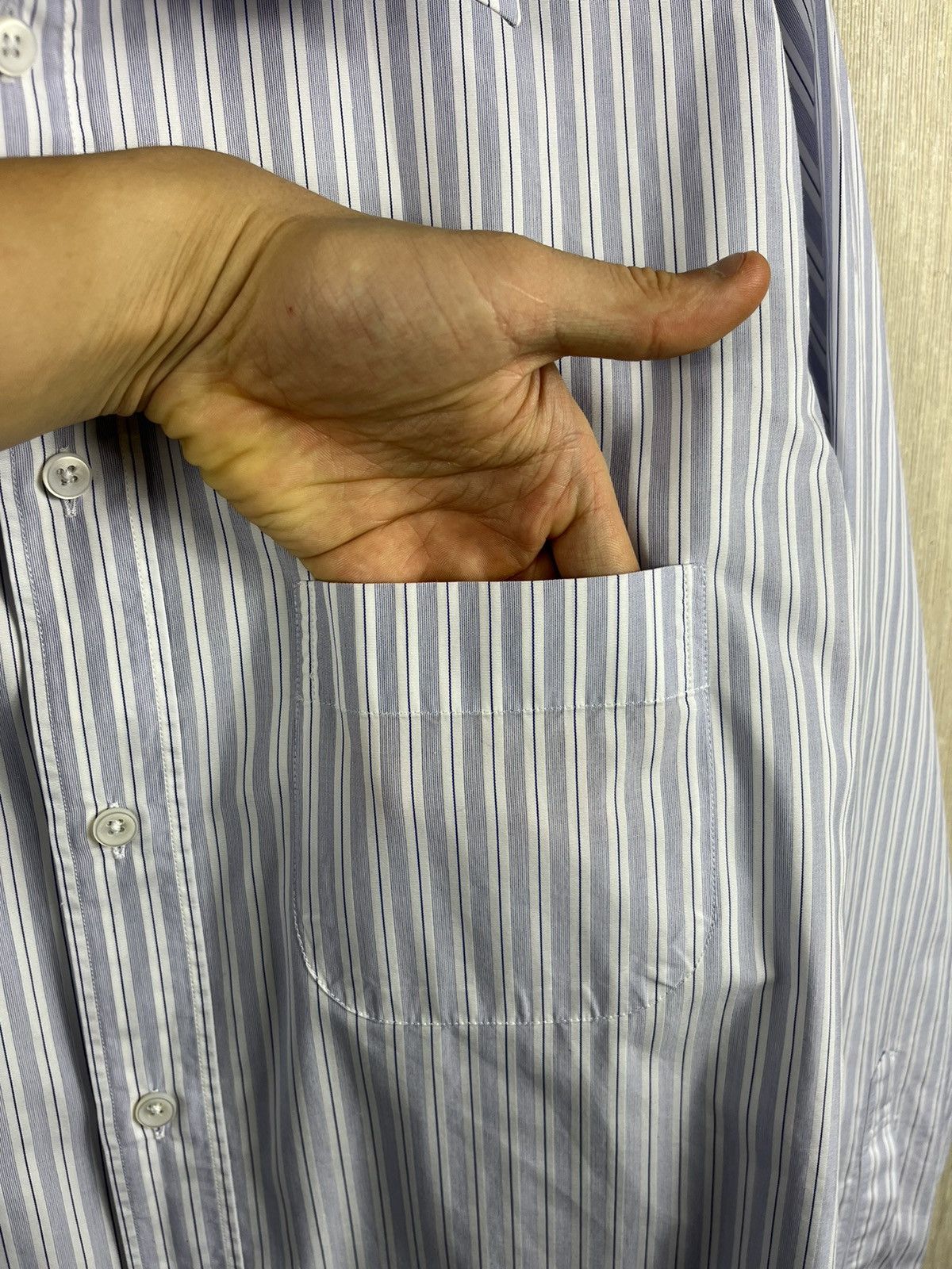 Designer × Maison Margiela Maison Margiela line 4 oversized striped shirt with pocket Size M / US 6-8 / IT 42-44 - 12 Thumbnail