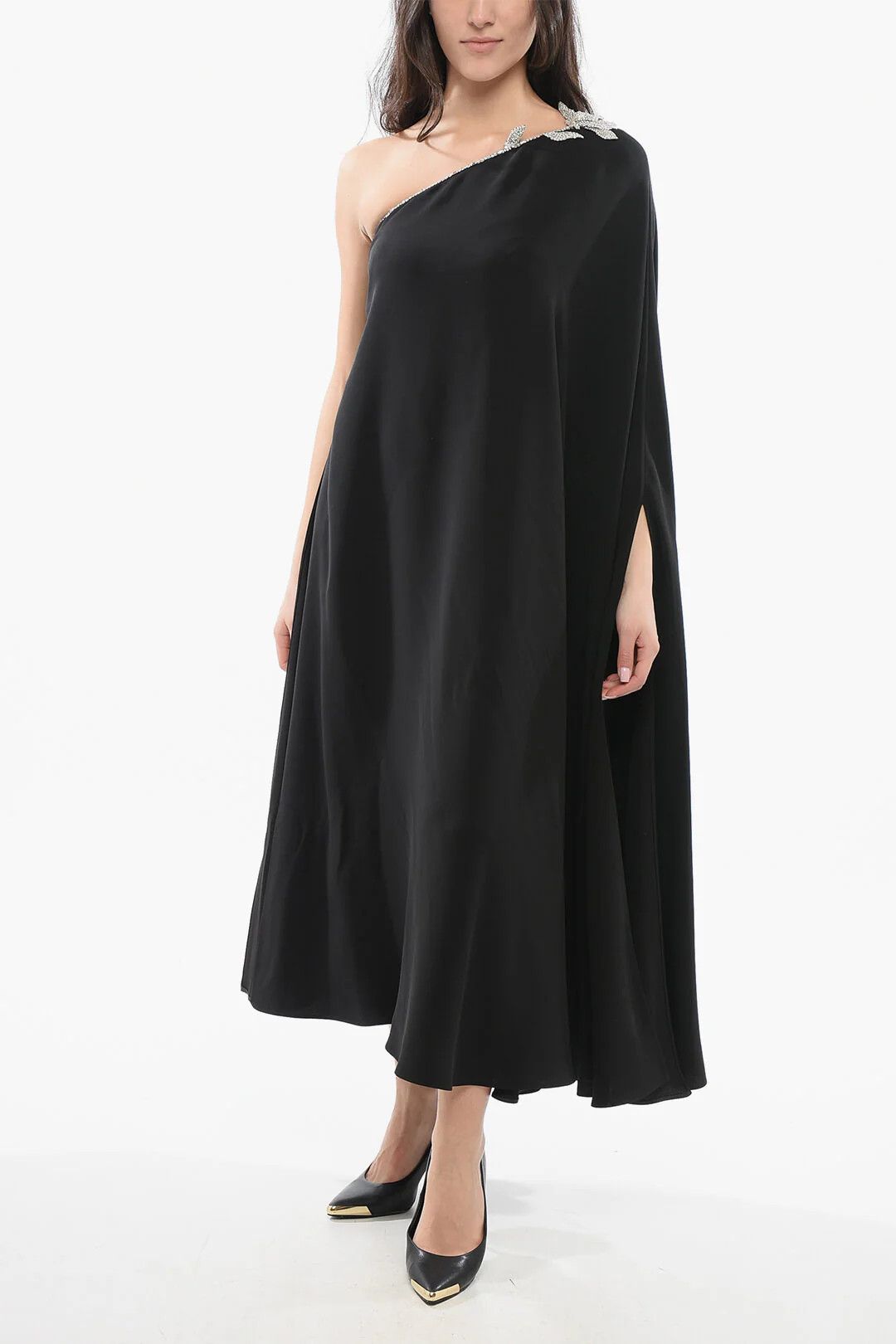Valentino og1mm0426 Silk One-Shoulder Dress in Black Size XS / US 0-2 / IT 36-38 - 1 Thumbnail