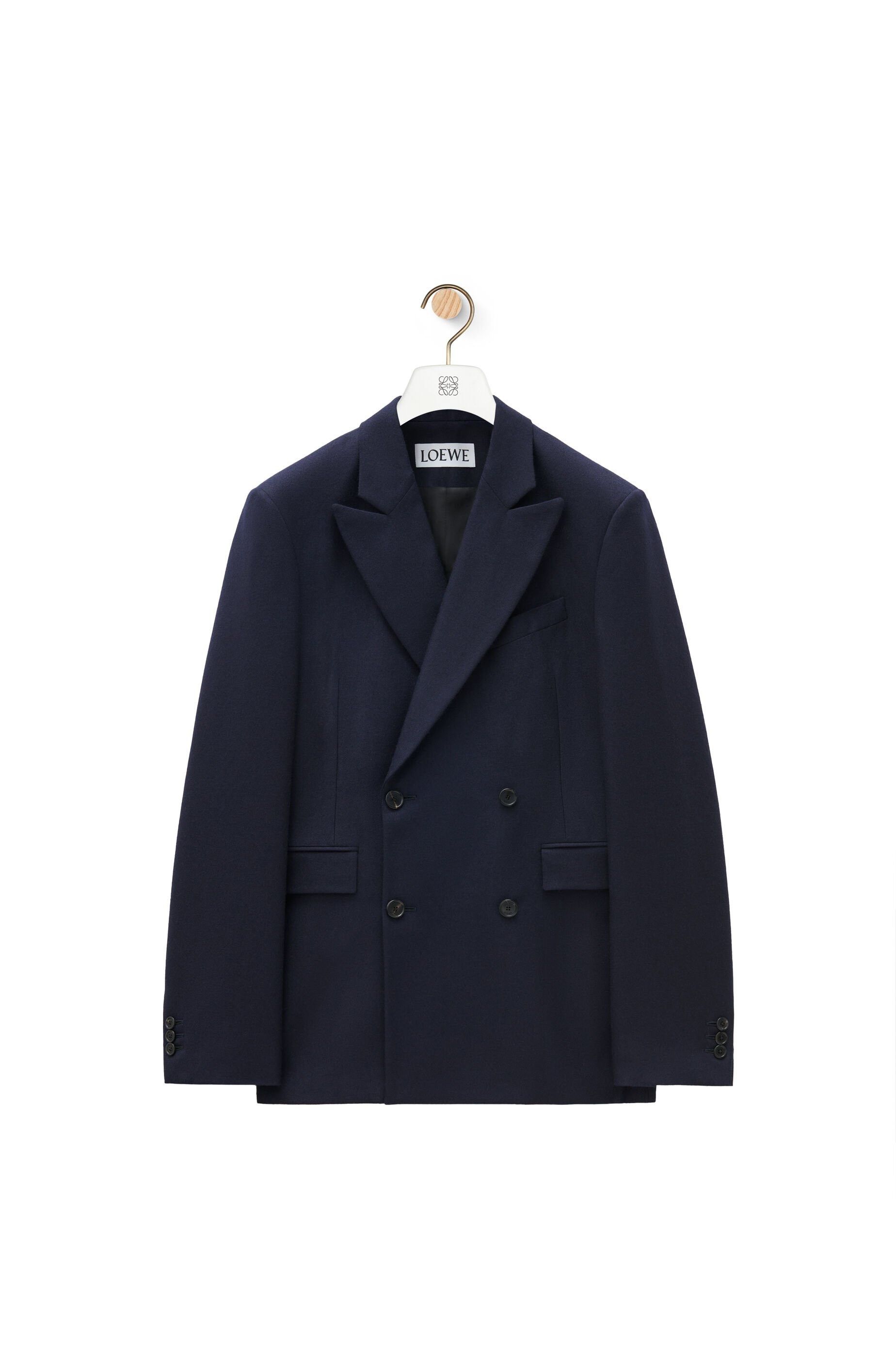 Loewe o1in1g0426 Double-Breasted Jacket in Navy Melange Size US XL / EU 56 / 4 - 1 Thumbnail