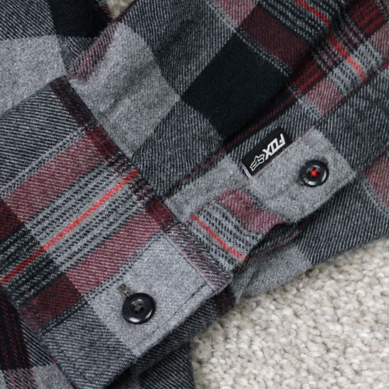 Fox Racing Fox Racing Shirt Men Medium Gray/Red Plaid Flannel 100% Cotton Long Sleeve Button Up Casual Outdoor Vintage? Size US M / EU 48-50 / 2 - 6 Thumbnail