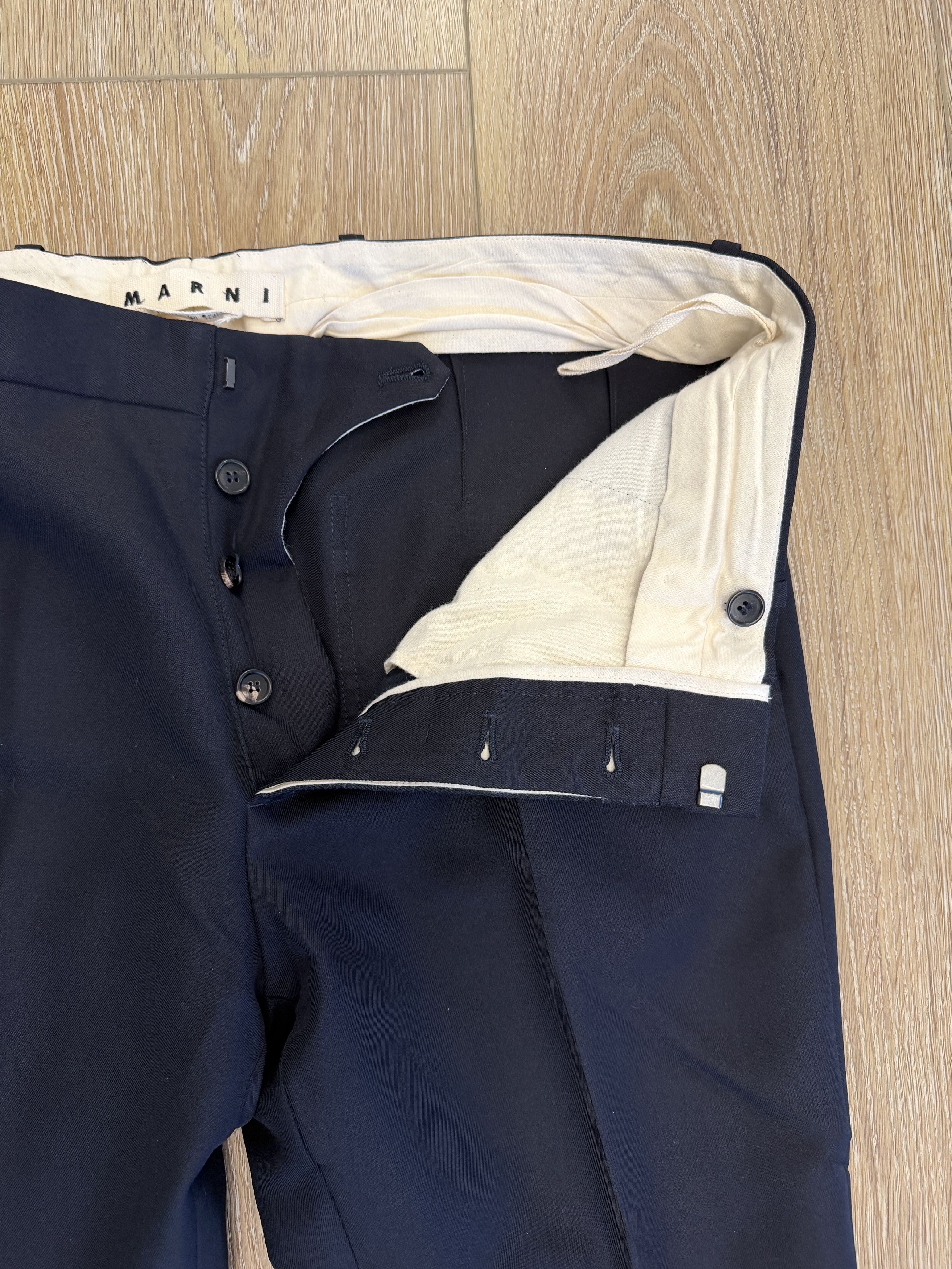 Marni Marni Navy Gabardine Cropped Trousers Size US 32 / EU 48 - 4 Thumbnail