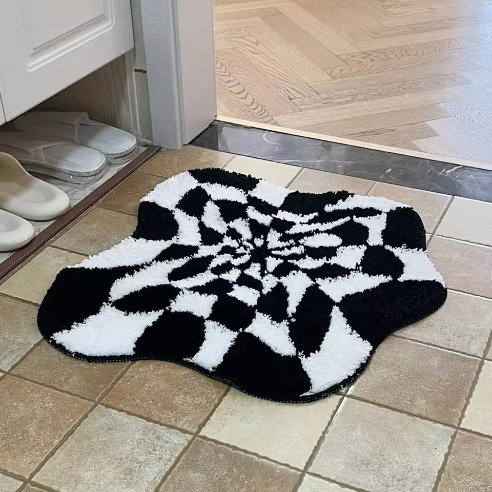 Vintage Abstract 3D Illusion Checkered Cloud Shape Tufted Rug Size ONE SIZE - 5 Thumbnail