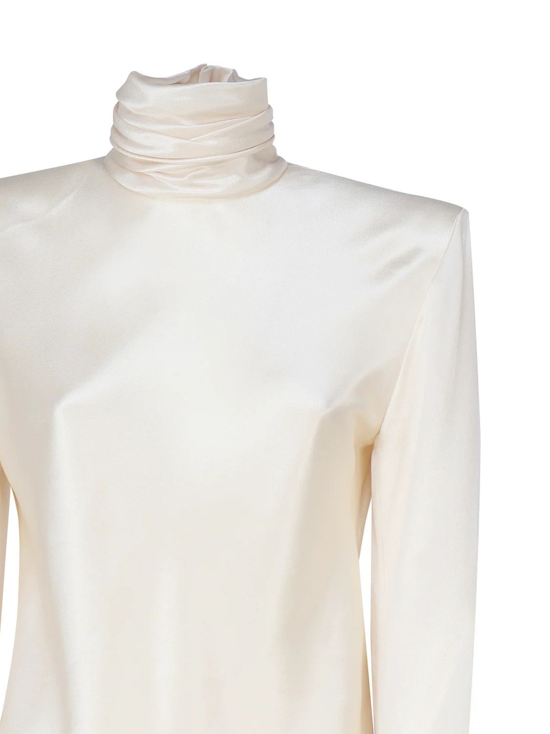 Saint Laurent Paris o1s1wg110125 769329 Blouse Crepe Satin in White Size S / US 4 / IT 40 - 3 Thumbnail