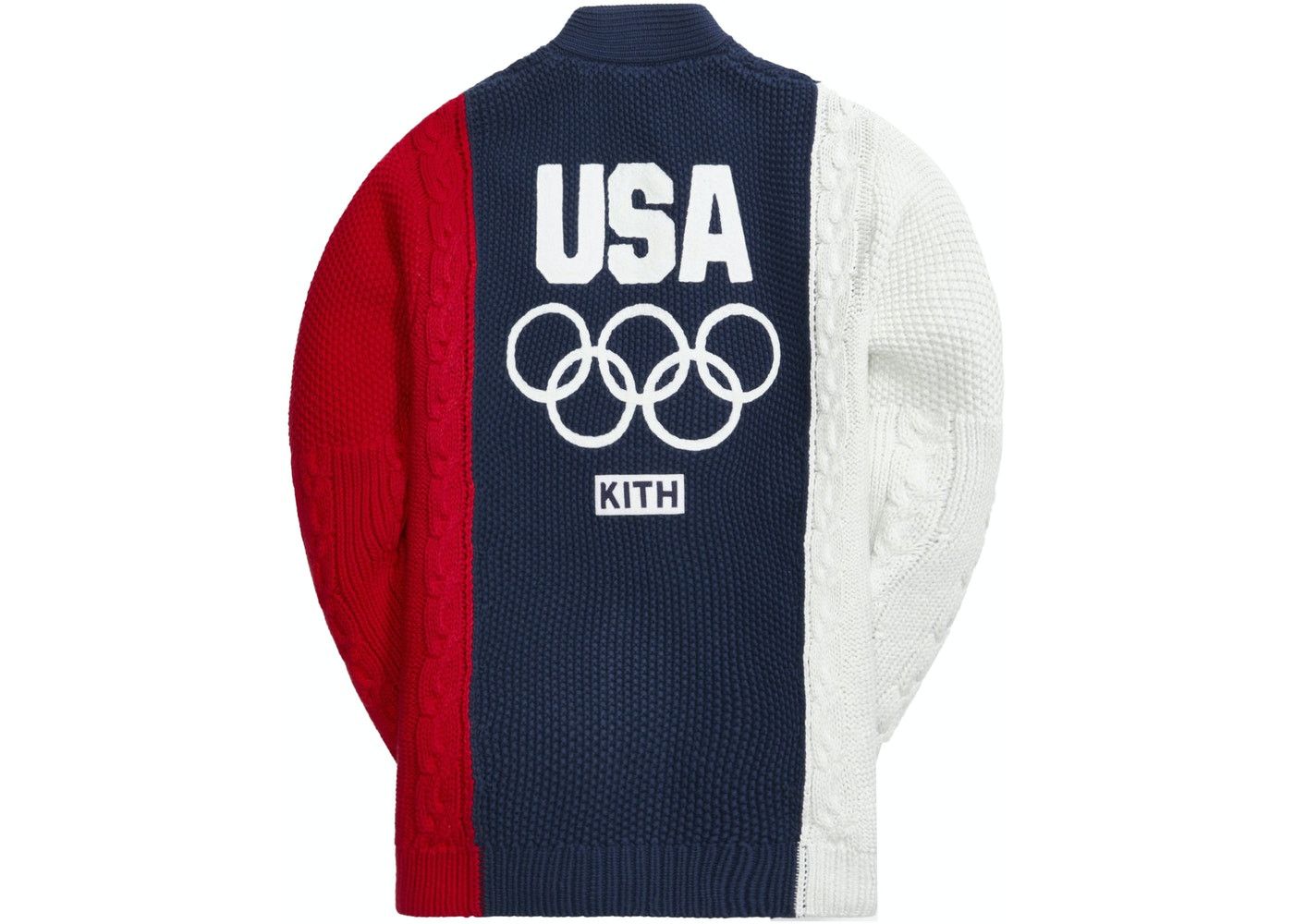 image of Kith x Ronnie Fieg Tokyo Olympic Team Usa Cable Knit Cardigan in Nocturnal, Women's (Size Medium)