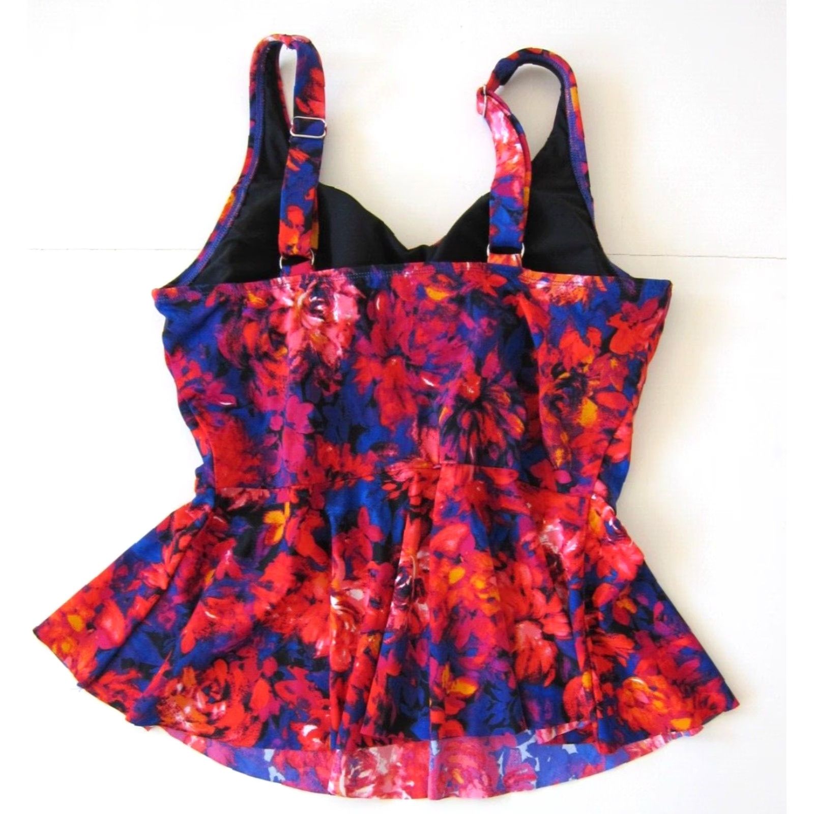 Vintage Contour Beach Scene Floral Built In Bra Tankini Swim Top 16 Red Womens Size 16 90s Vintage Pattern Size XXL / US 16-18 / IT 52-54 - 2 Thumbnail