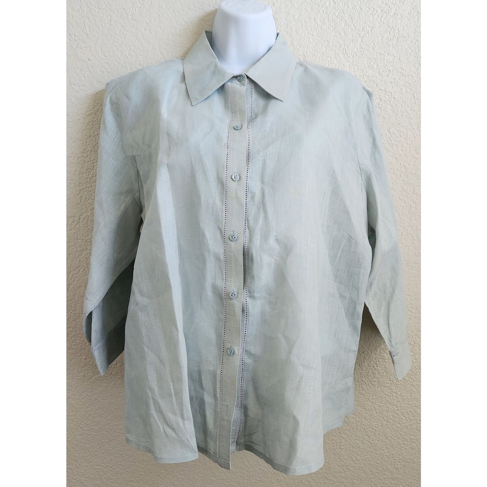 Old Navy Old Navy Light Blue Green Button Up Collard Top XL Linen Size XL / US 12-14 / IT 48-50 - 1 Thumbnail