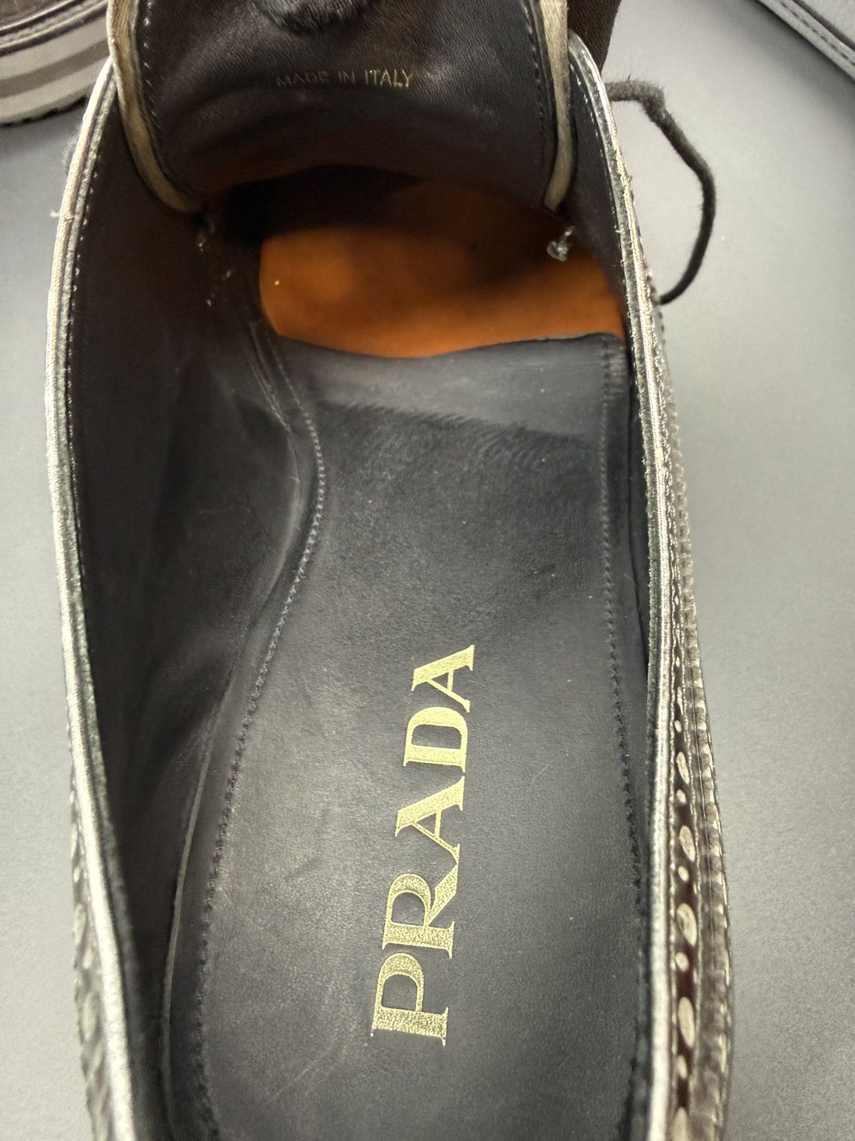Prada PRADA Metallic Leather Platform Wingtip Brogue Oxford-US 11 Size US 11 / EU 44 - 14 Thumbnail