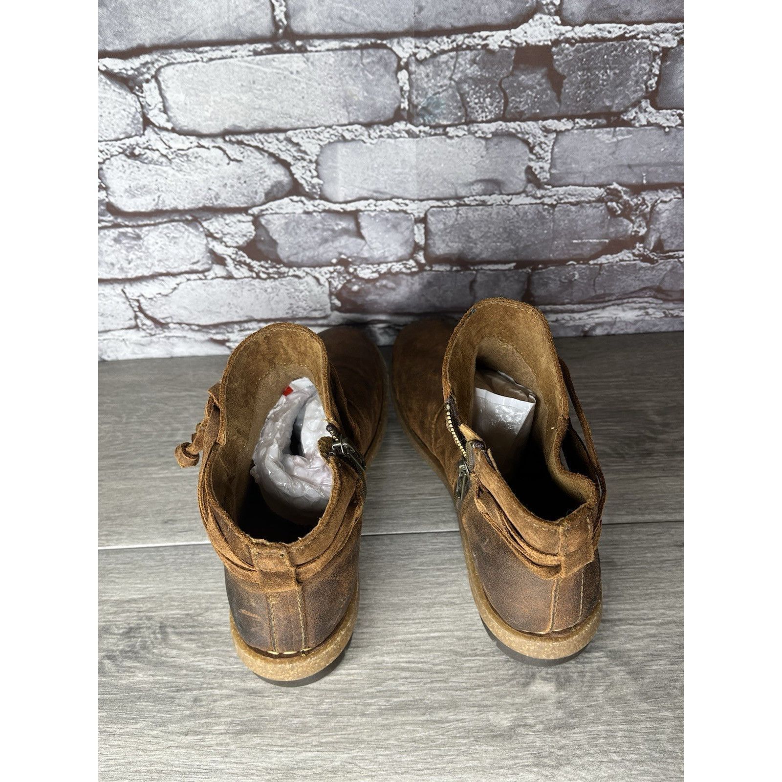 Born Born Ankle Boots Brown Suede Leather Lace Up Zip Booties Wom Size US 9 / IT 39 - 15 Thumbnail