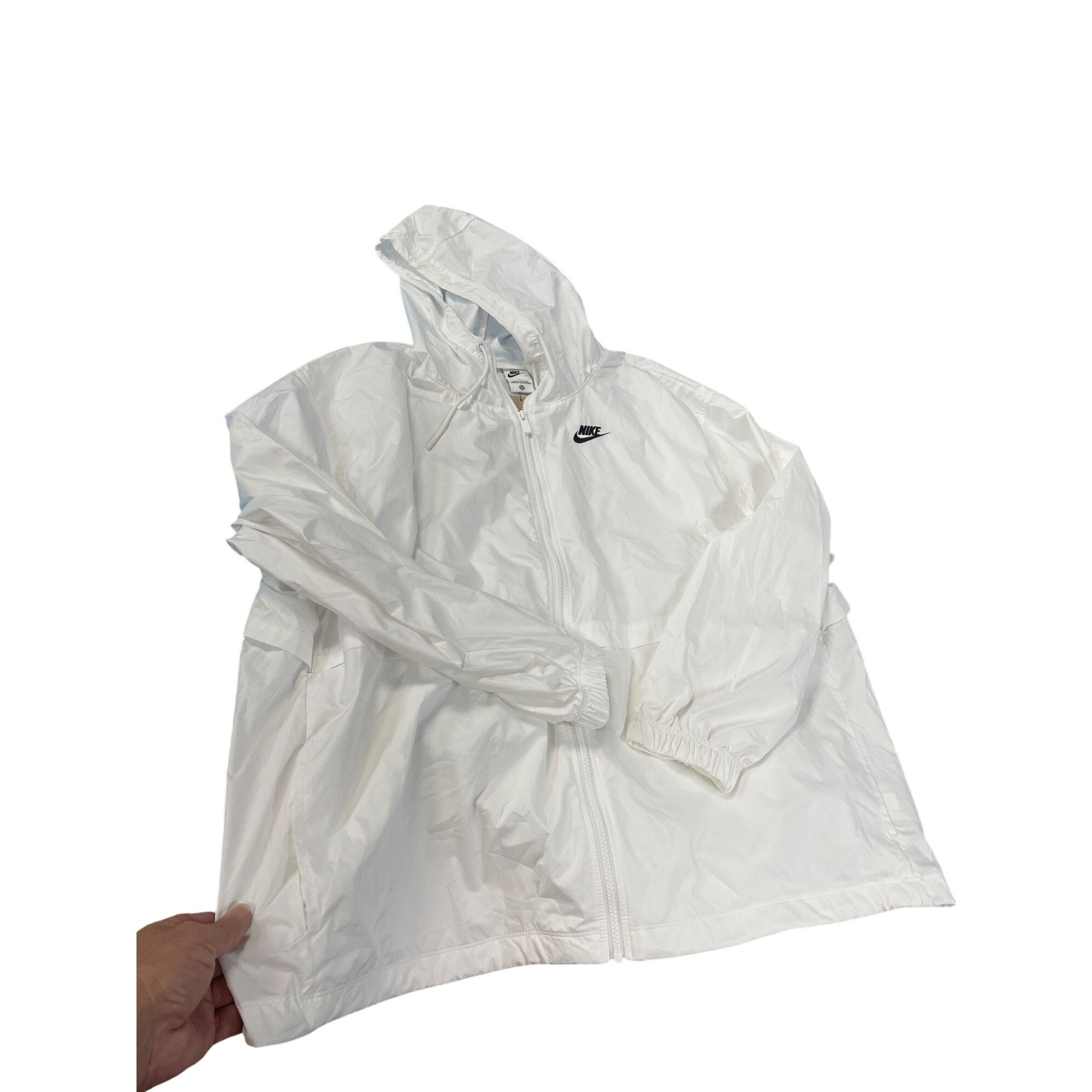 Nike Nike Womans White Hooded Windbreaker Light Rain Jacket SZ 3X Size 3XL / US 20-22 - 11 Thumbnail
