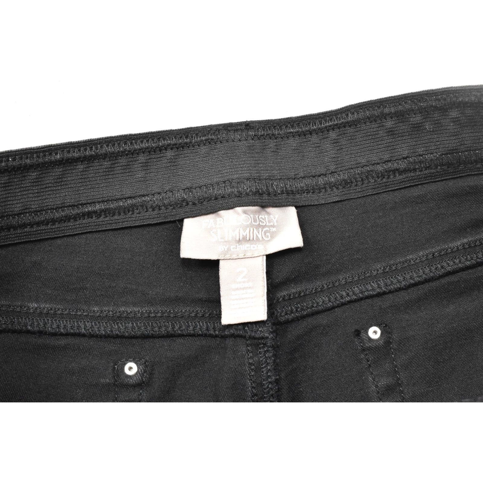Vintage Chico's Fabulously Slimming Black Straight Leg Jeans Size 2 Short High Rise Stre Size 26" / US 2 / IT 38 - 6 Thumbnail