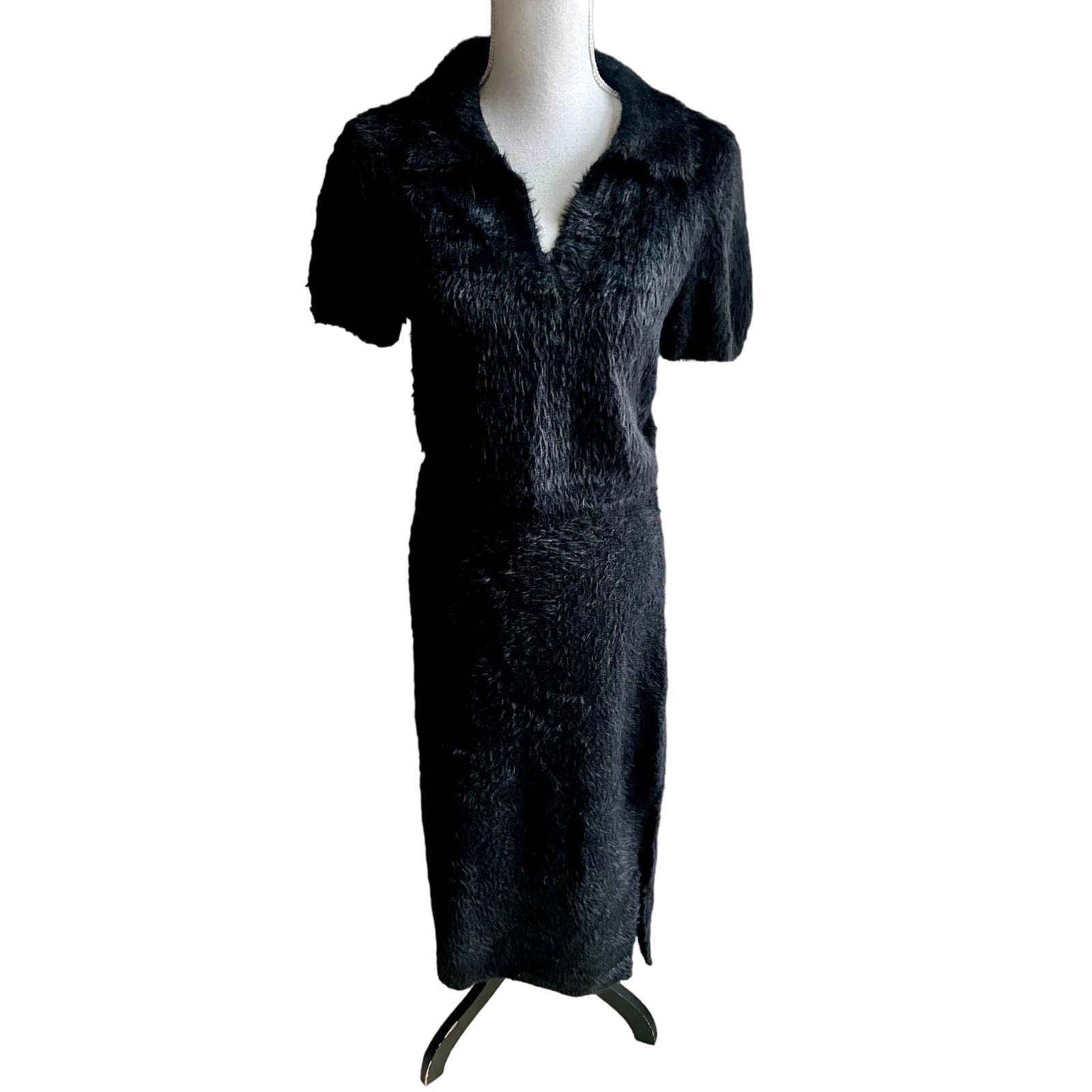 image of House Of Harlow 1960 House Of Harlow Black Faux Fur Skirt And Top Set Size M, Women's