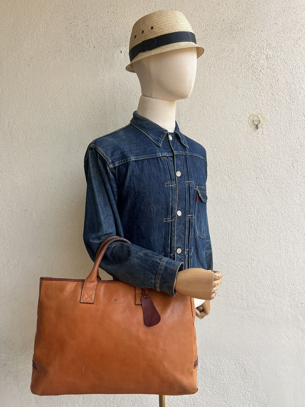 Leather Deux Moncx Artisan Made Japan Distress Patina Leather Bag Size ONE SIZE - 3 Thumbnail