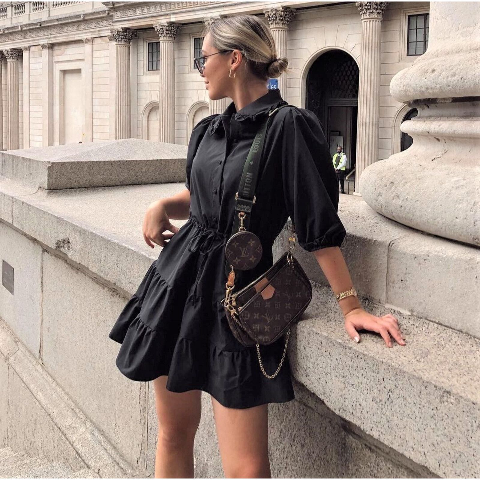 Zara ZARA Black Puff Sleeve Mini Dress NWT Size L / US 10 / IT 46 - 1 Thumbnail