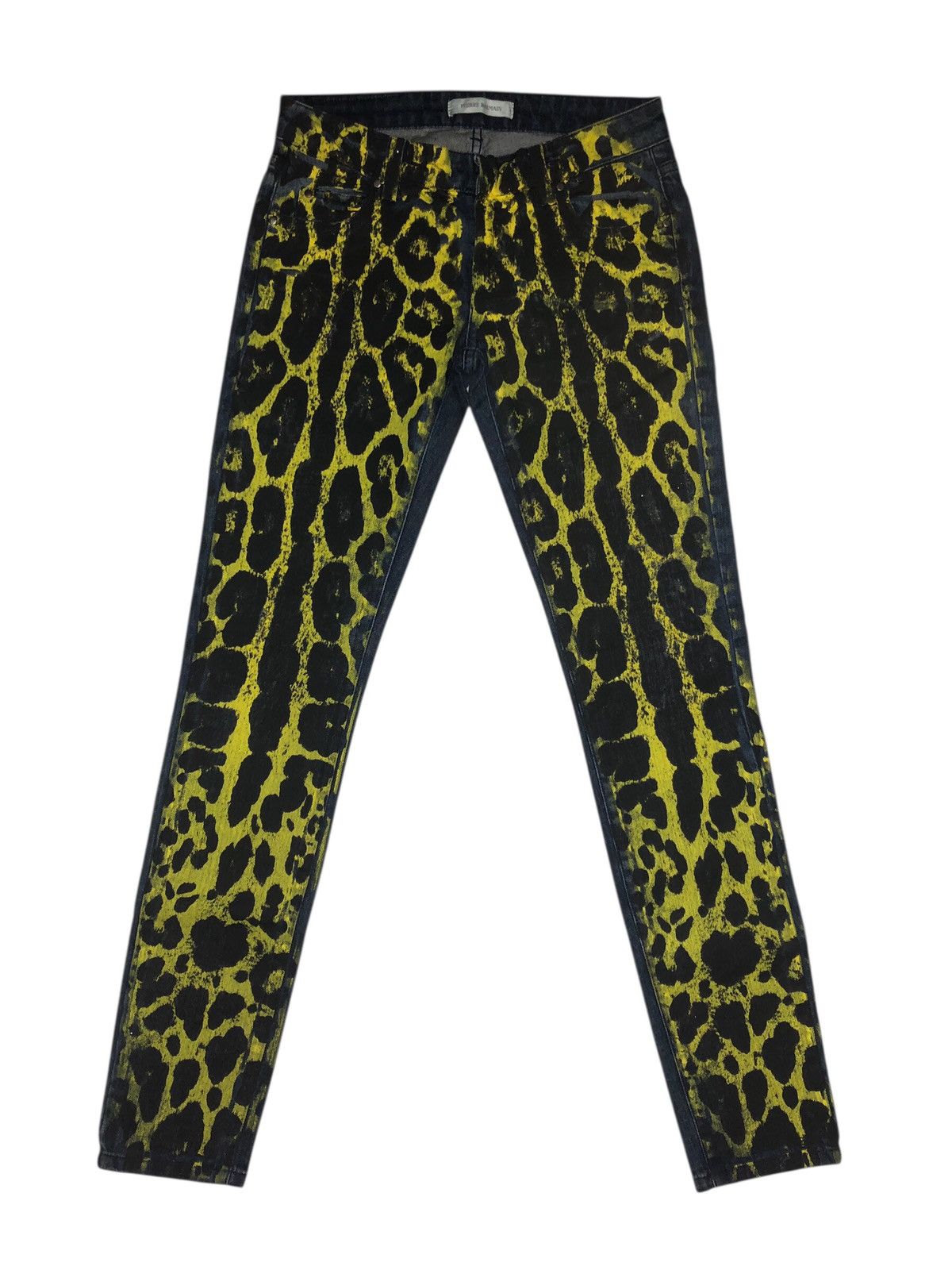 🔥PIERRE BALMAIN Painter Waxed Skinny Fit Jeans Biker Women