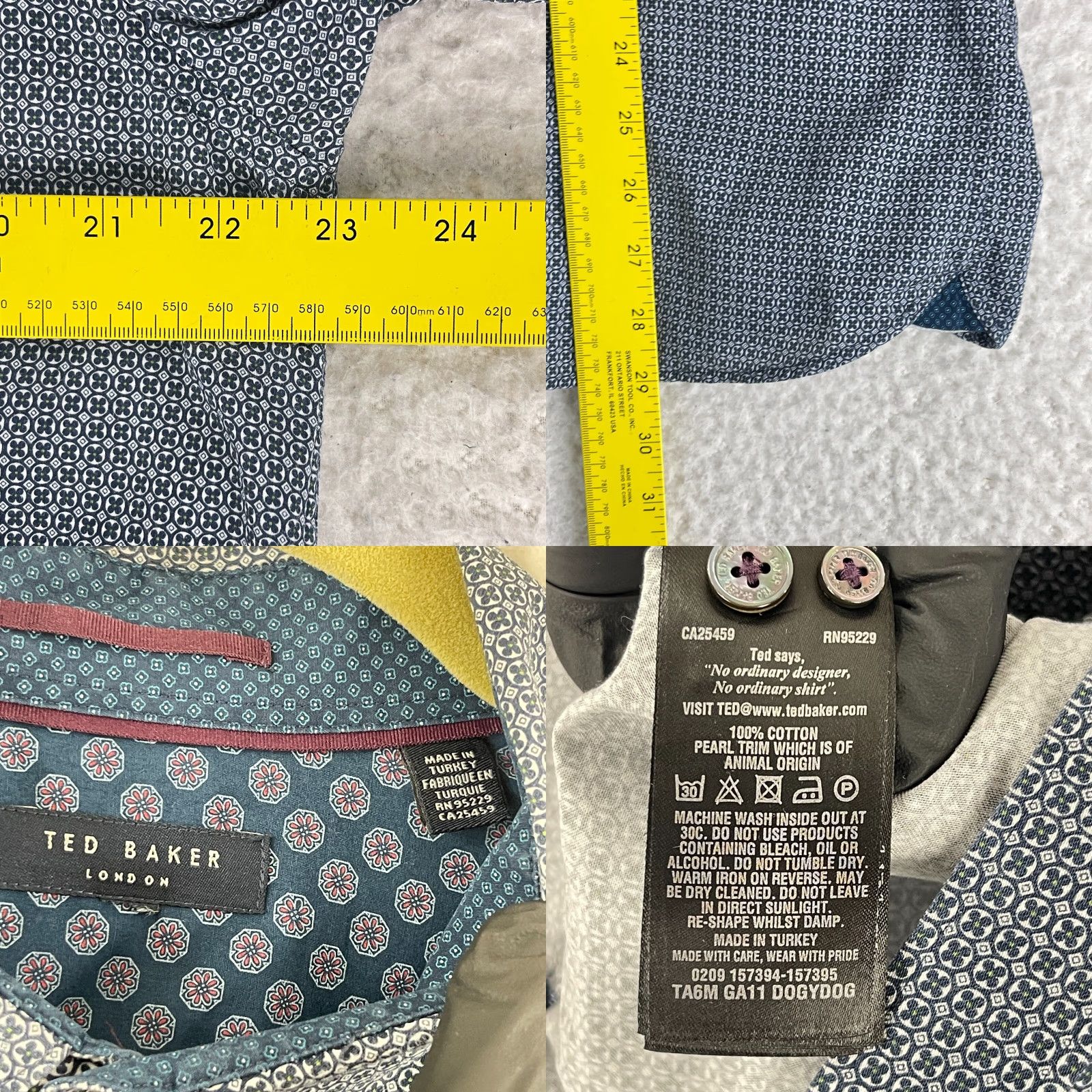 Ted Baker Ted Baker London Geometric Print Button-Down Dress Shirt Mens Long Sleeve XL Blue Geometric Print Dress Shirt Mens XL Blue Ted Baker London Size 46R - 8 Thumbnail