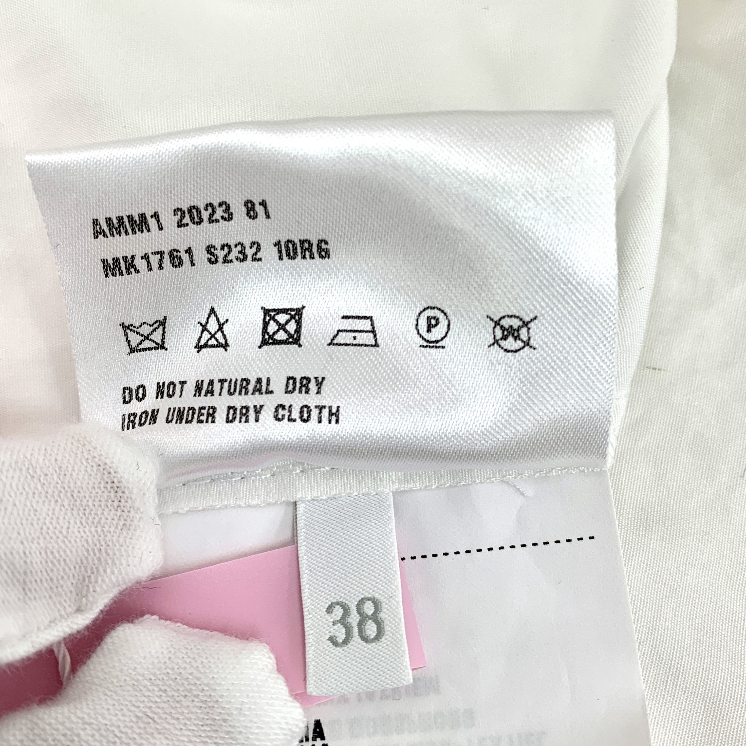 Miu Miu Miu Miu White Logo Embroidered Cotton Polo Shirt (Size S) Size S / US 4 / IT 40 - 4 Thumbnail