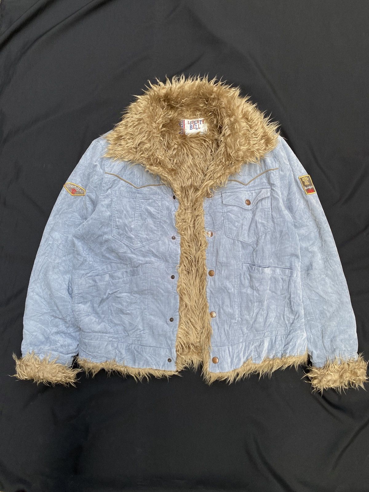 14th Addiction × If Six Was Nine × KMRii Liberty Bell Faux Fur Trompe l’oeil Jacket Vkei Lgb style Size US L / EU 52-54 / 3 - 1 Thumbnail