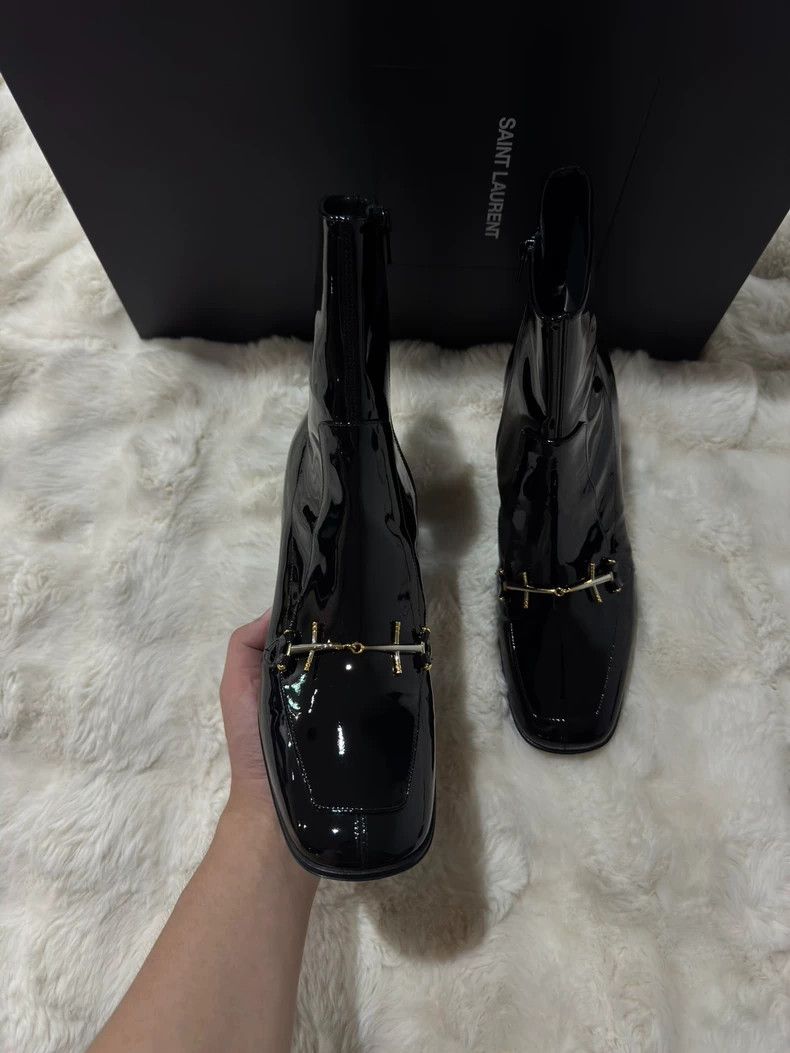 Saint Laurent Paris Saint Laurent Paris Black gold men's boots leather boots Size US 9 / EU 42 - 8 Thumbnail