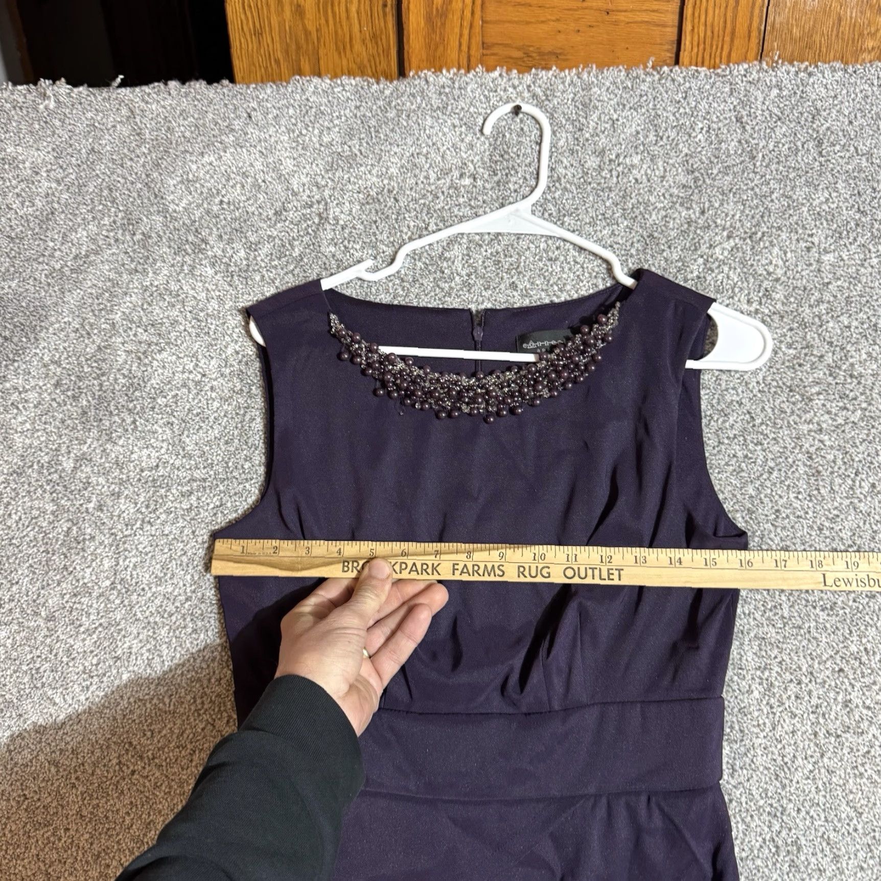 Vintage Connected Sheath Dress Size 6 Womens Purple Beaded Tiered Knee Length Sleeveless Round Neck Zip Party/Cocktail Vintage No Size M / US 6-8 / IT 42-44 - 2 Thumbnail