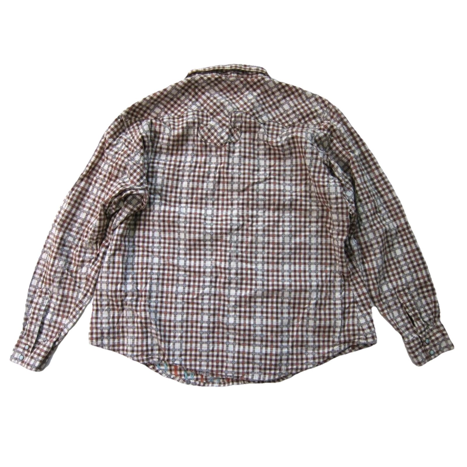 Wrangler Wrangler 100% Cotton Brown Blue Plaid Snap Button Long Sleeve Western Blouse L Women Shirt Western Size L / US 10 / IT 46 - 2 Thumbnail